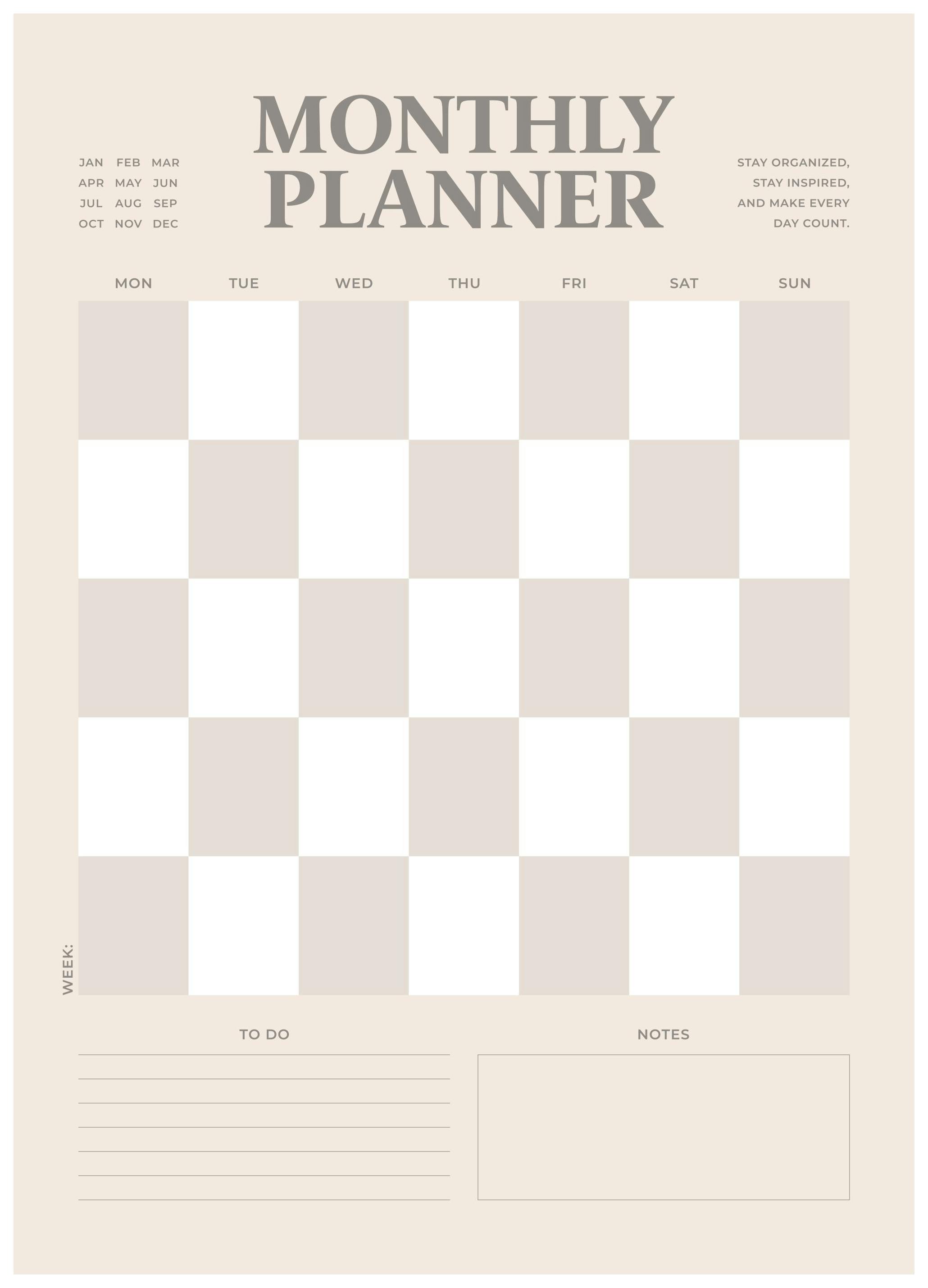 Maandplanner Geruit Poster (30x40 cm) - Poster Store