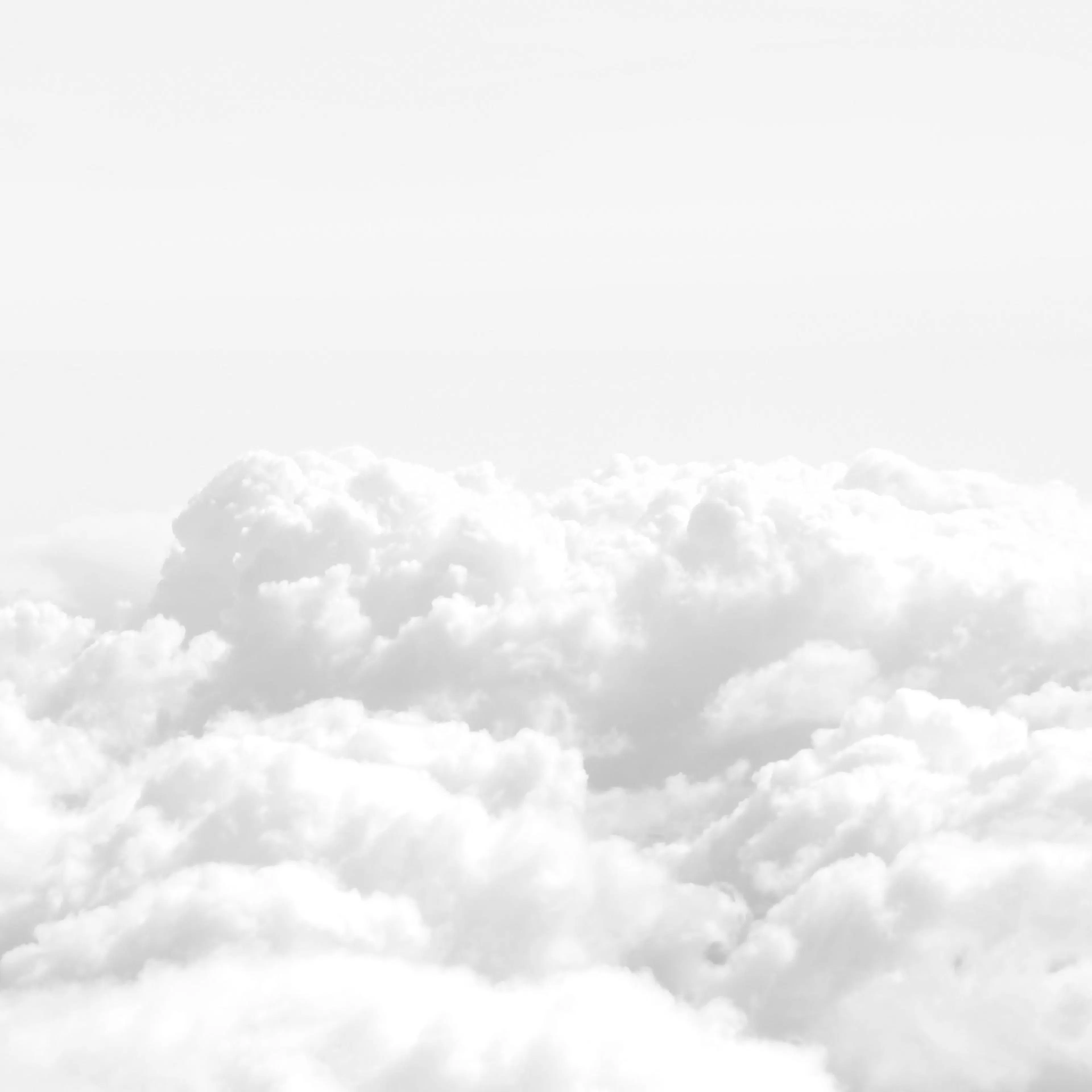 Ein Poster mit einer Ansicht von oben auf eine dichte Wolkendecke, die den unteren Bildbereich ausfüllt.