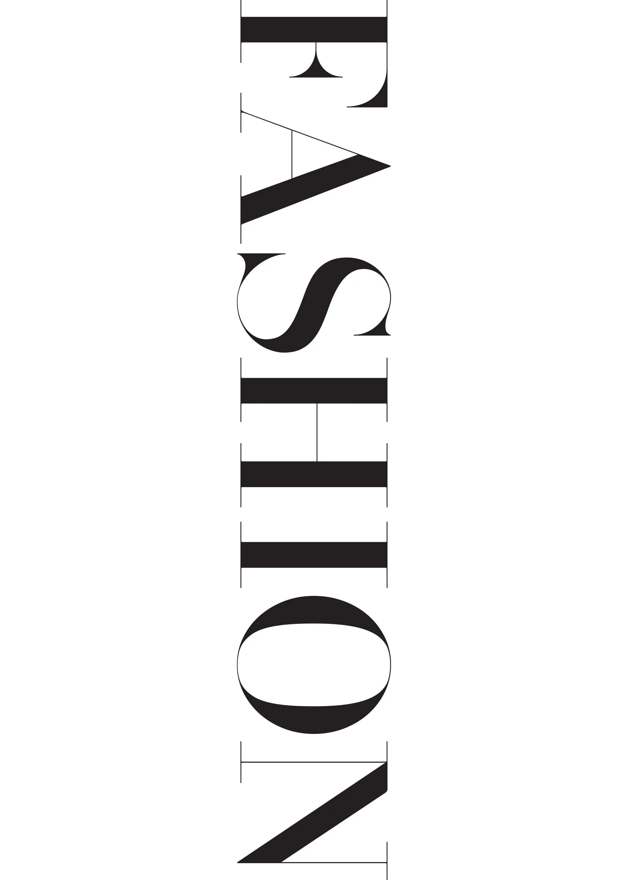 白地に「FASHION」の文字が縦に配置されたタイポグラフィのポスター