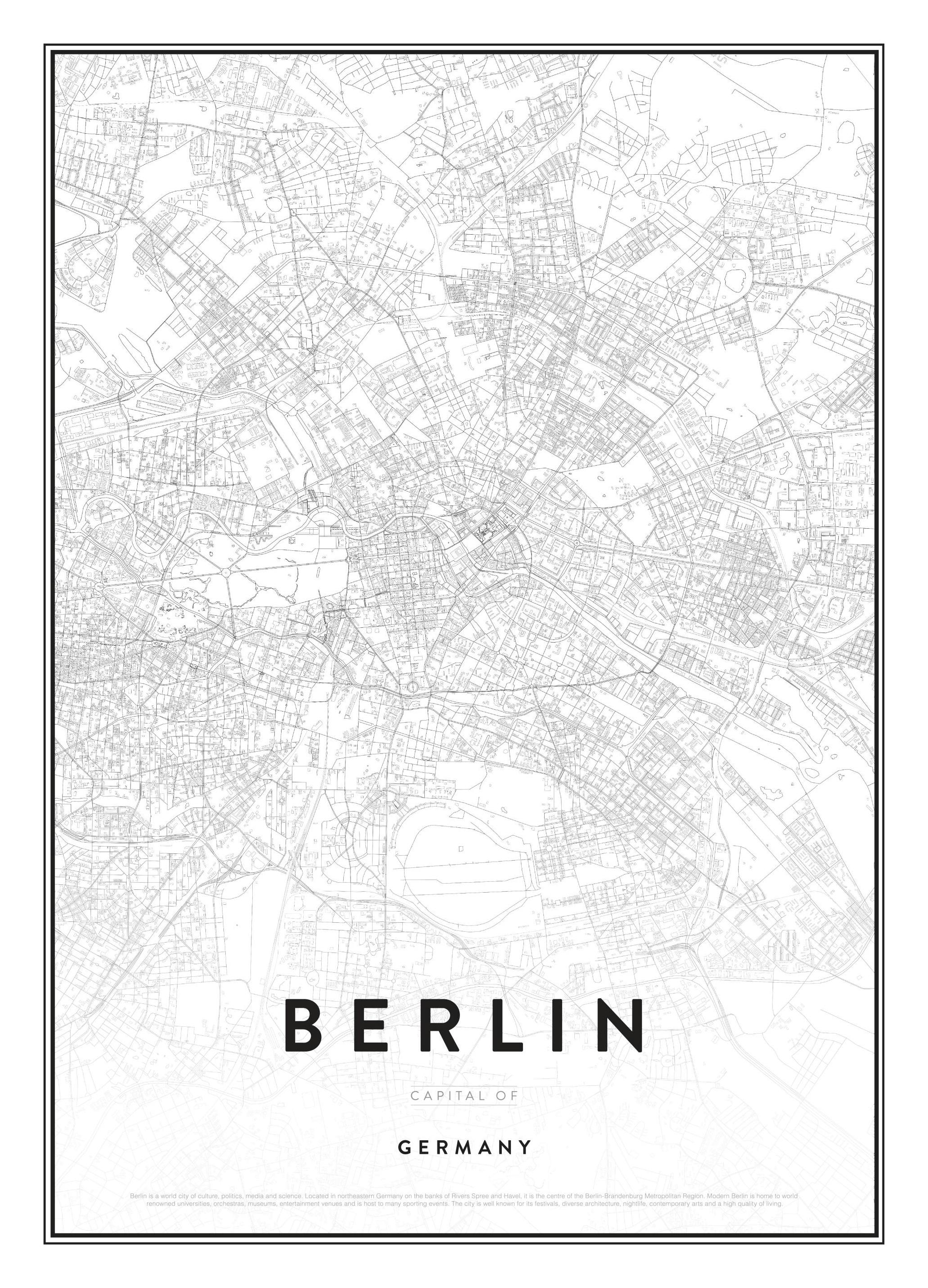 Map of Berlin Poster (30x40 cm) - Poster Store