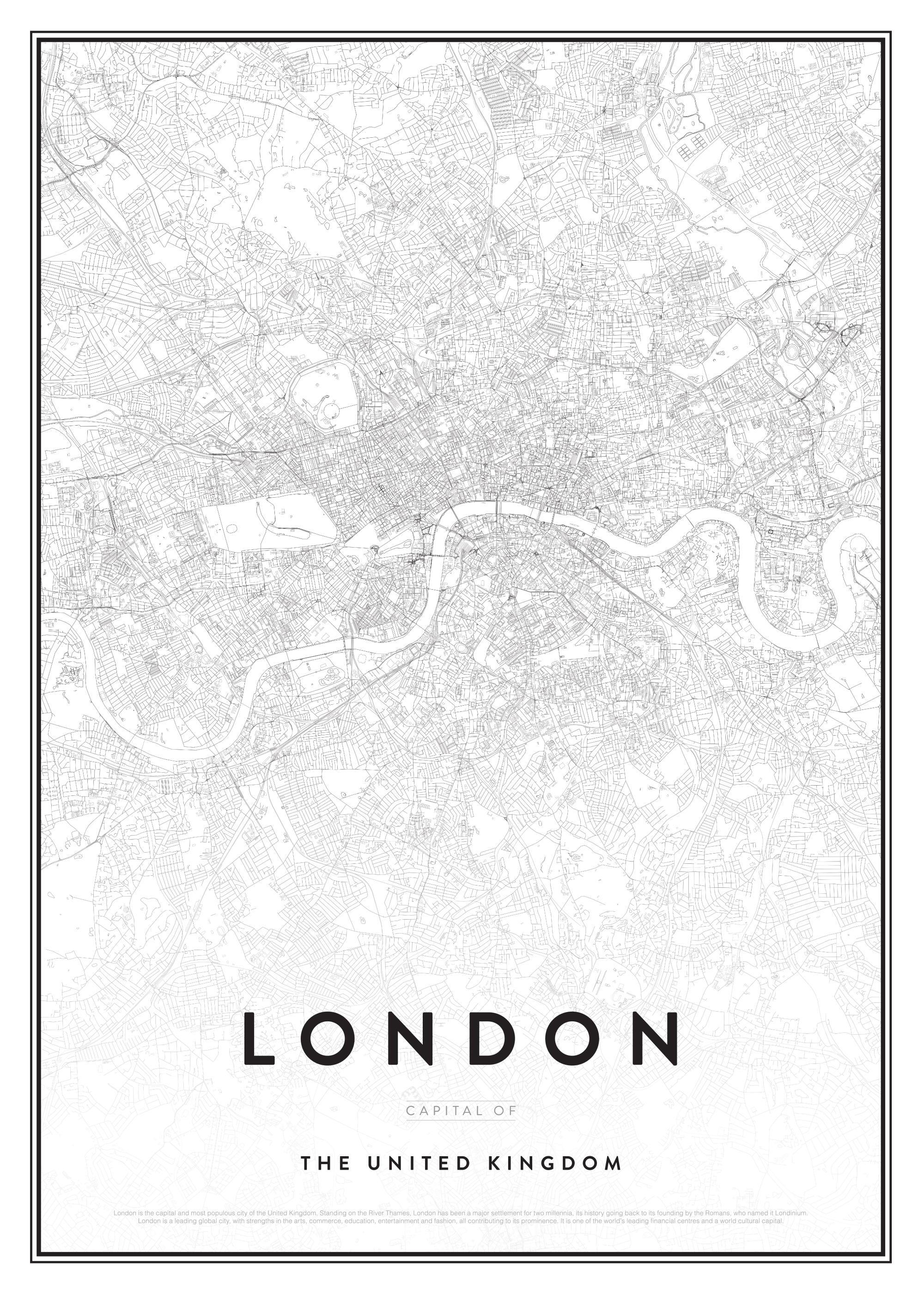 ロンドン購入 FantasticBEAST 地図 ポスター ロンドンの地図 モノトーン地図ポスター | Poster Store JP