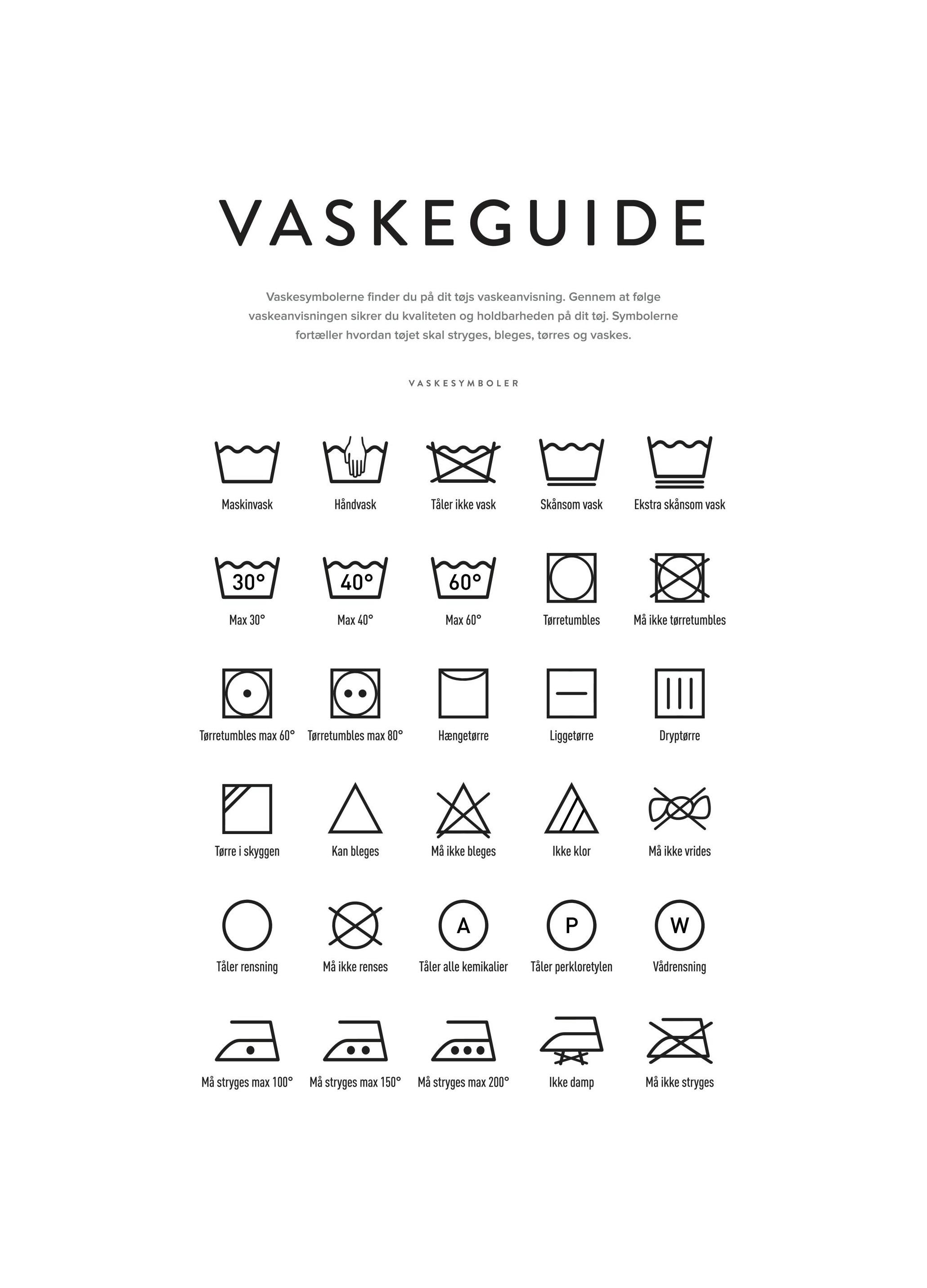 Vaskeguide Poster (30x40 cm) - Poster Store