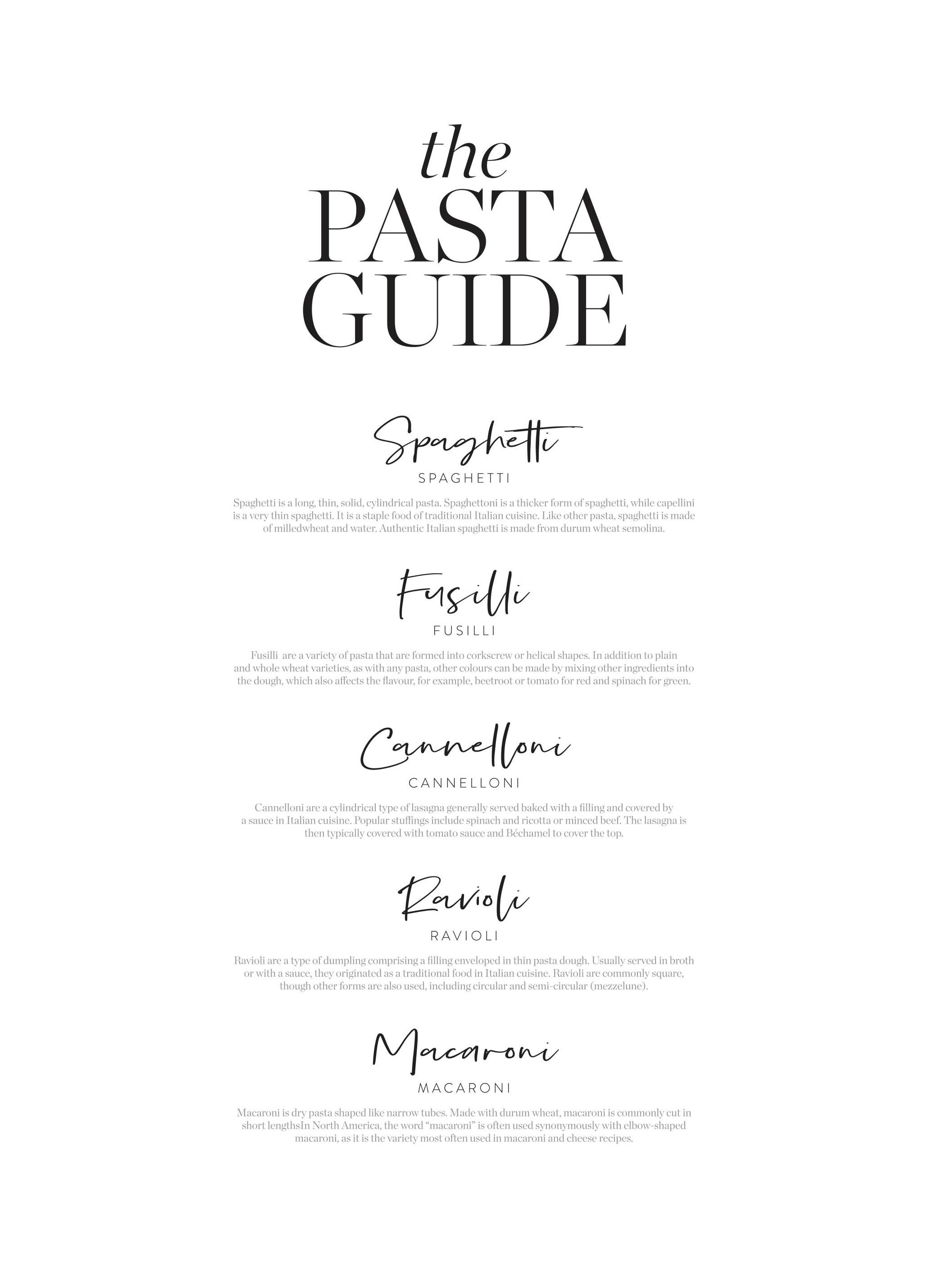 Pasta Guide Poster (21x30 cm) - Poster Store
