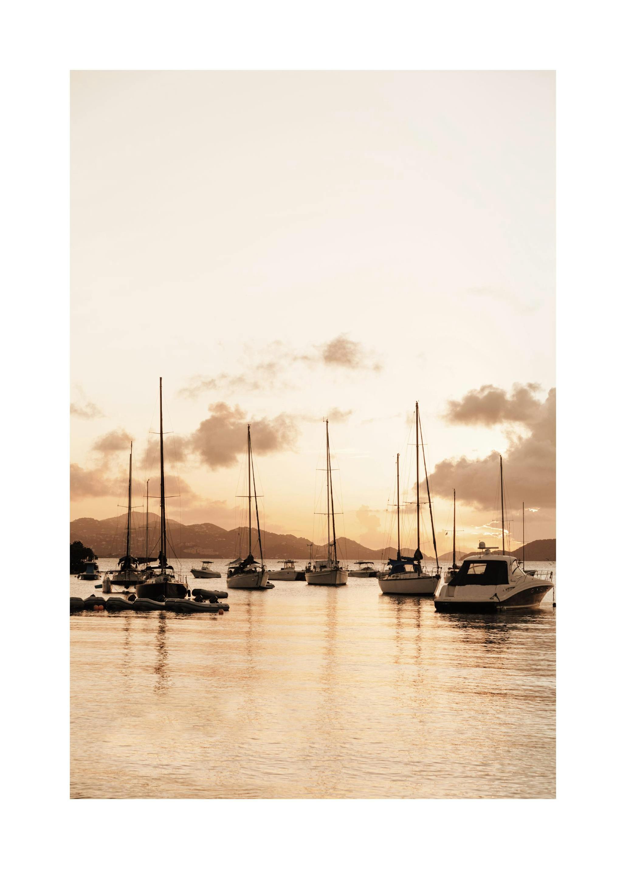 Sailboats at Sunrise Poster (21x30 cm) - Poster Store