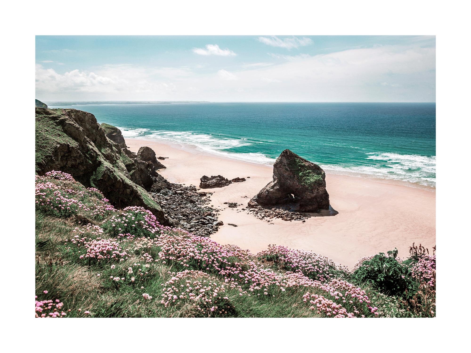 Cliffside Serenity Poster | Tranquil Ocean and Beach Wall Art