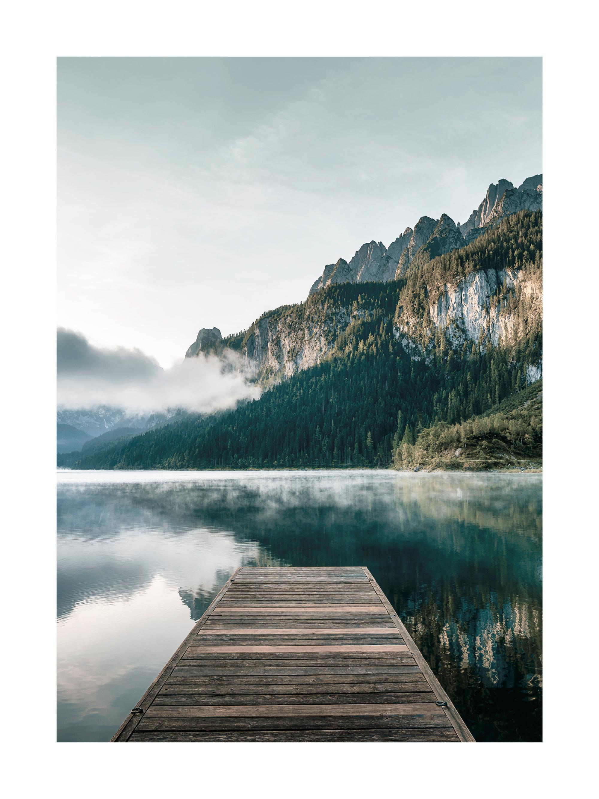 Morning by the Lake Poster – Serene Mountain Lake Decor | Poster