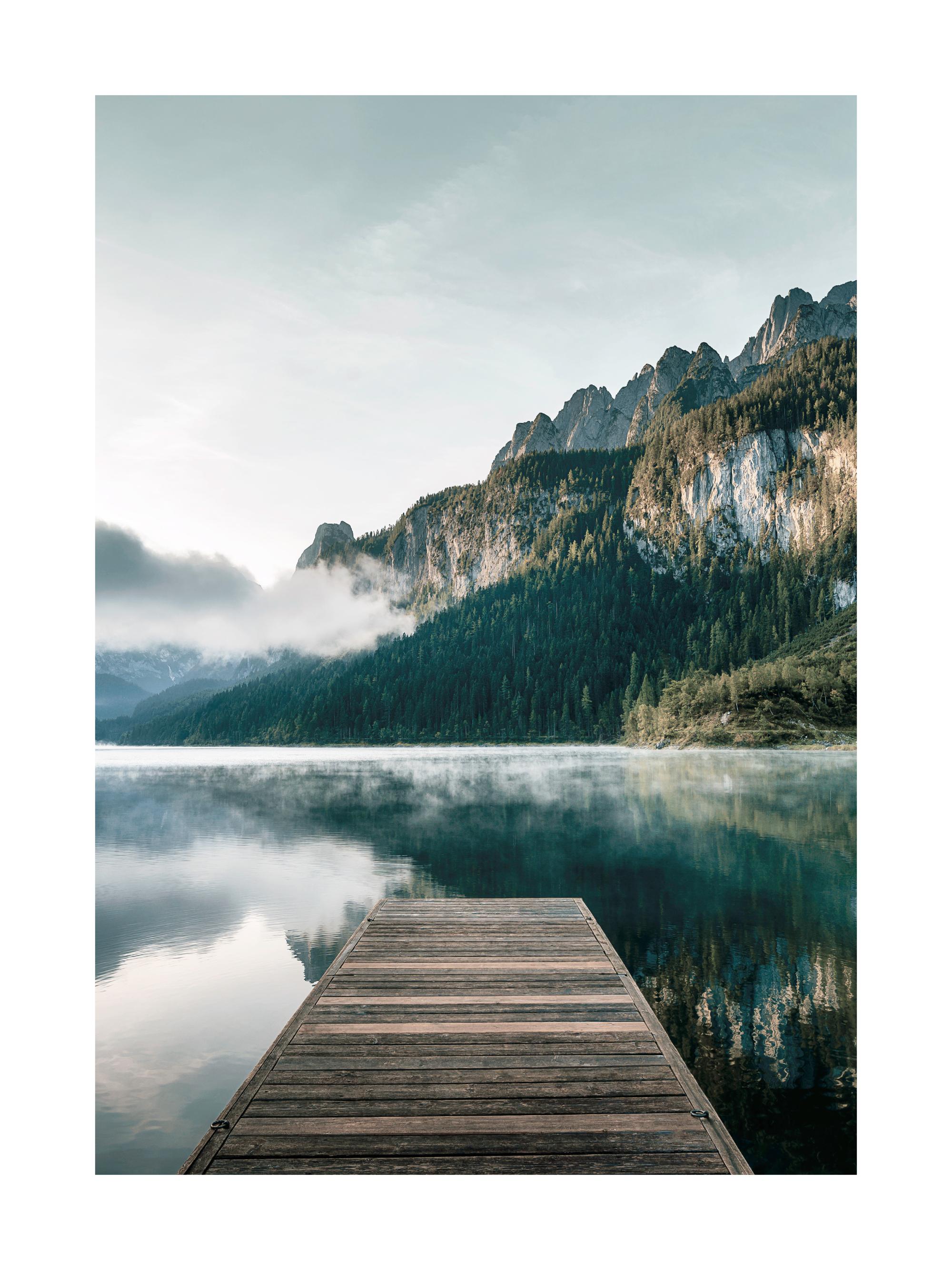 Morning by the Lake Poster – Serene Mountain Lake Decor | Poster