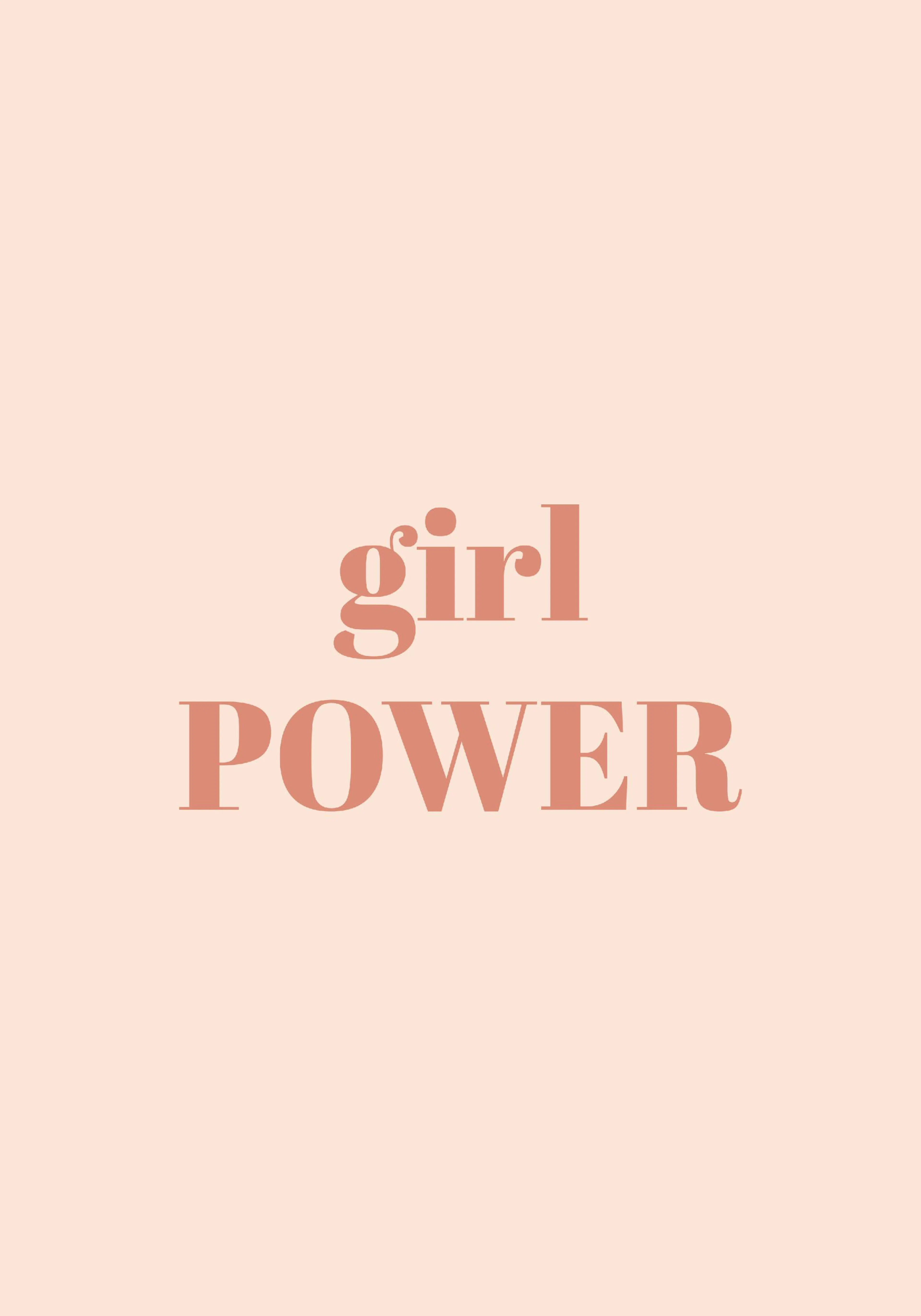 Un poster minimaliste rose saumon avec linscription girl POWER en lettres capitales, idéal pour une chambre denfant ou dadolesce