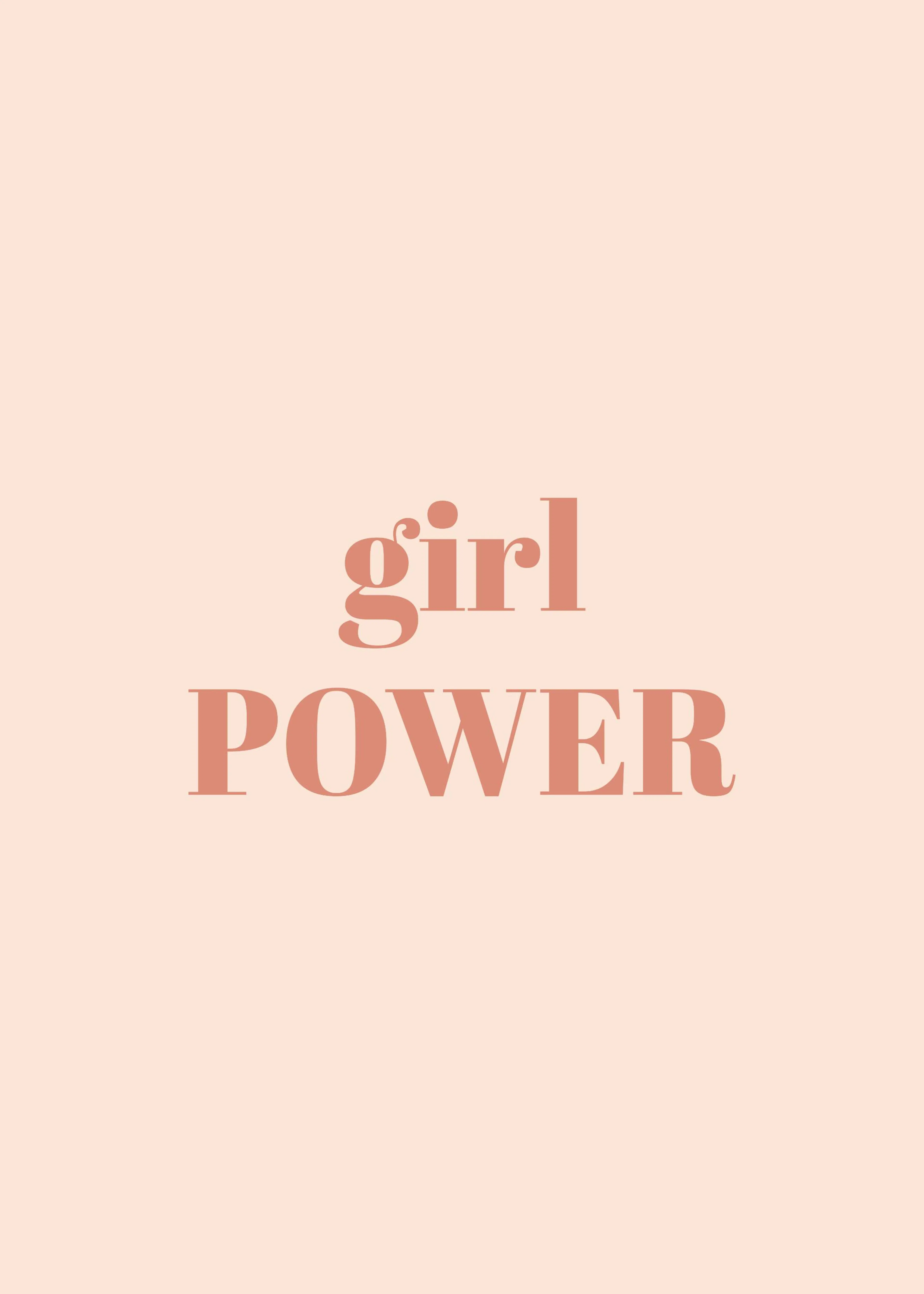 Un poster minimaliste rose saumon avec linscription girl POWER en lettres capitales, idéal pour une chambre denfant ou dadolesce