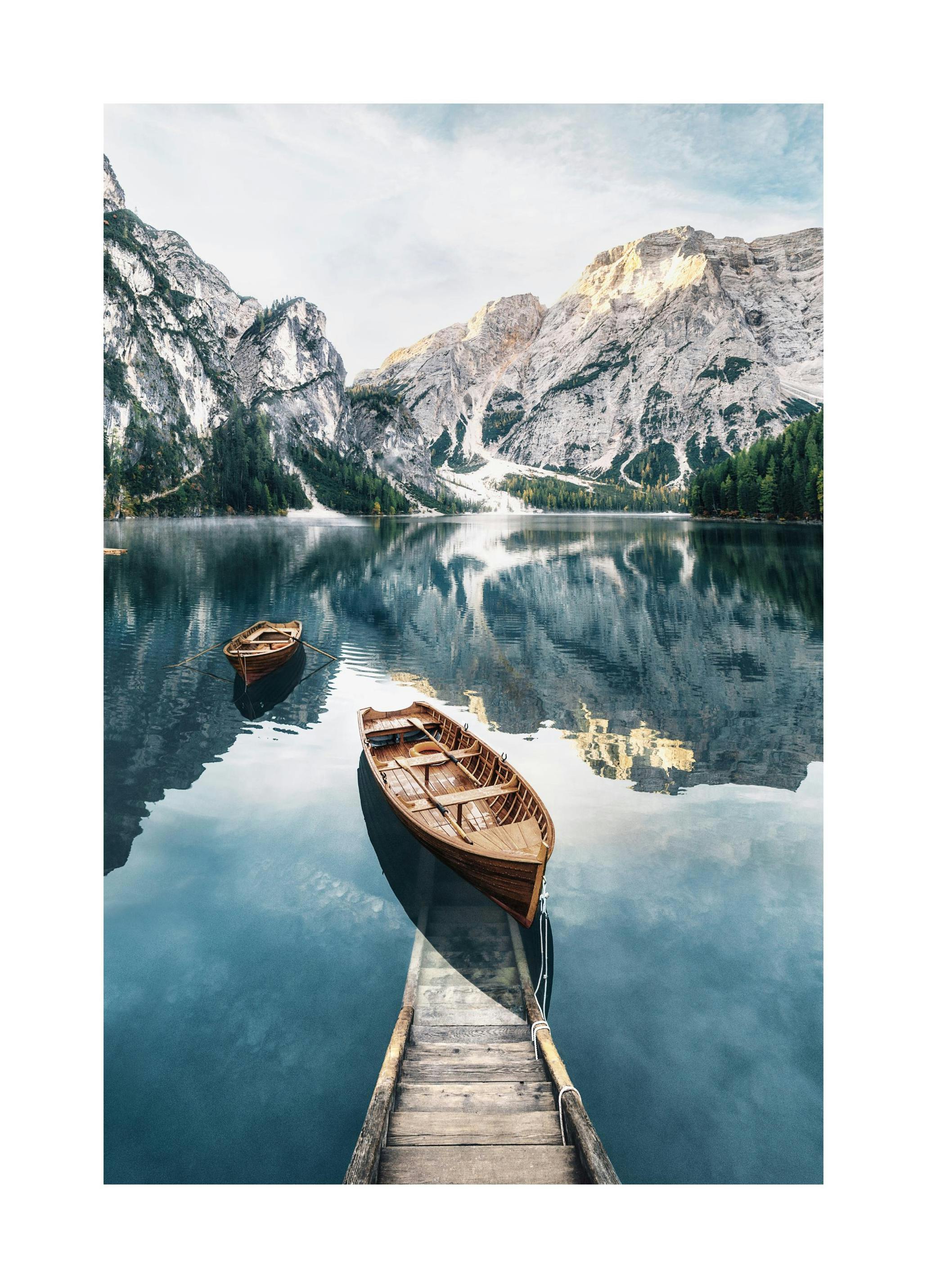 Boat in Mountain Lake Poster (50x70 cm) - Poster Store