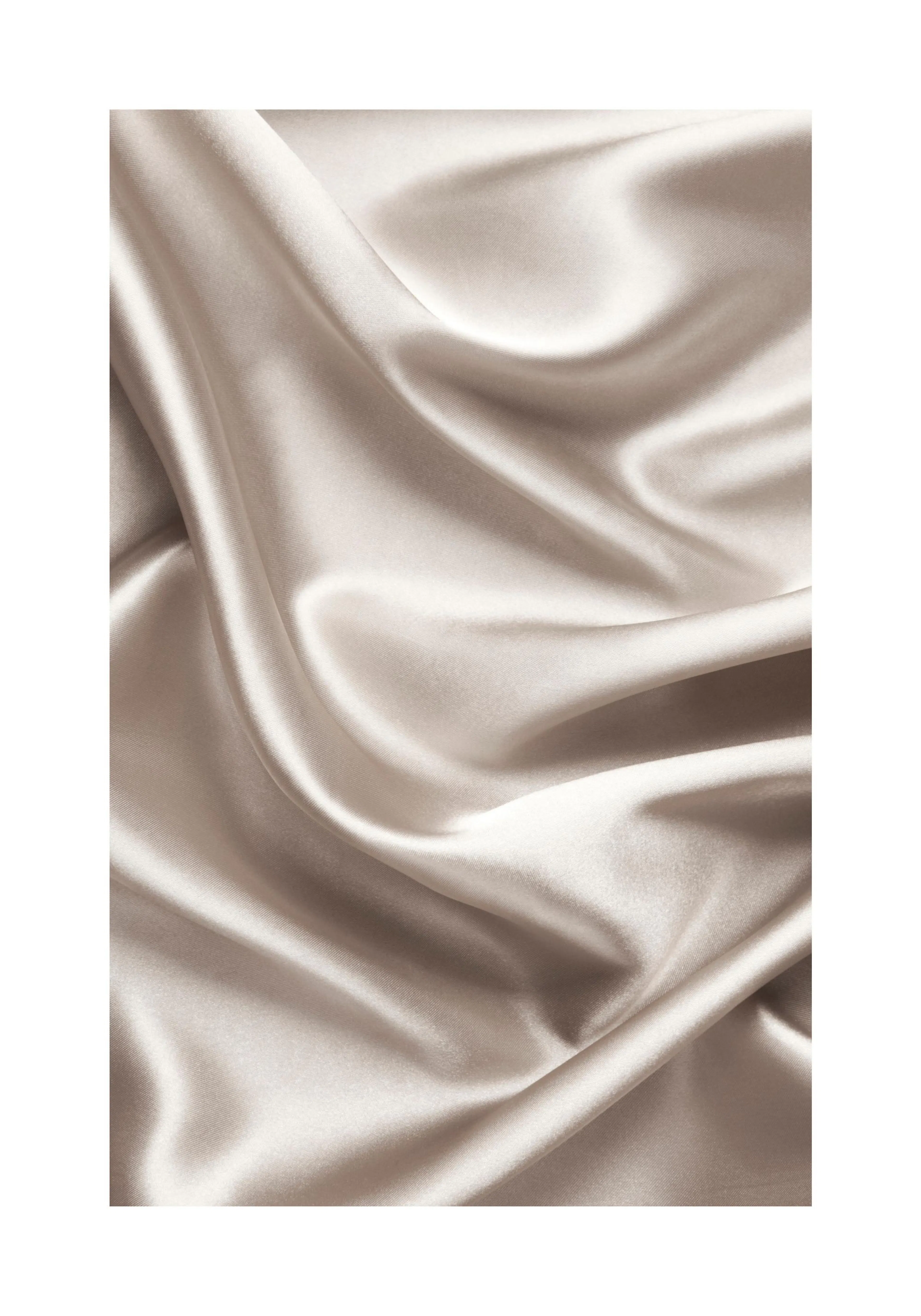 A poster featuring a luxurious, smooth beige satin fabric with soft folds and elegant drapes.