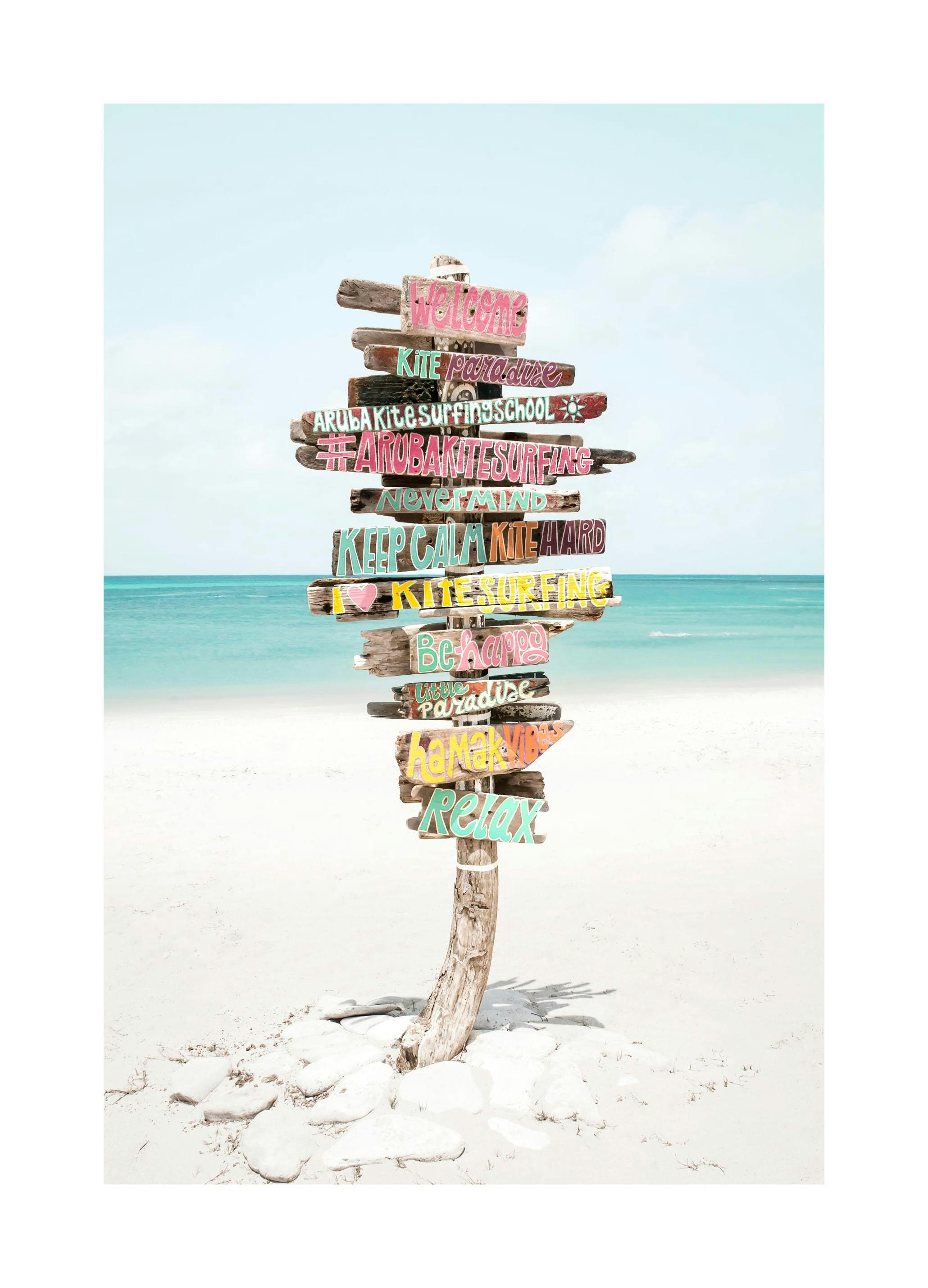 Schilder am Strand Poster (50x70 cm) - Poster Store