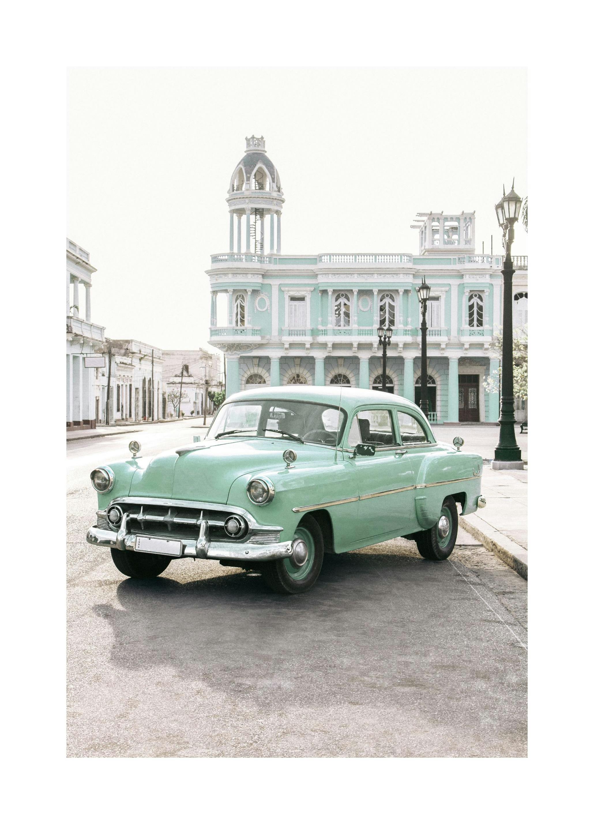 Green Vintage Car Poster (21x30 cm) - Poster Store