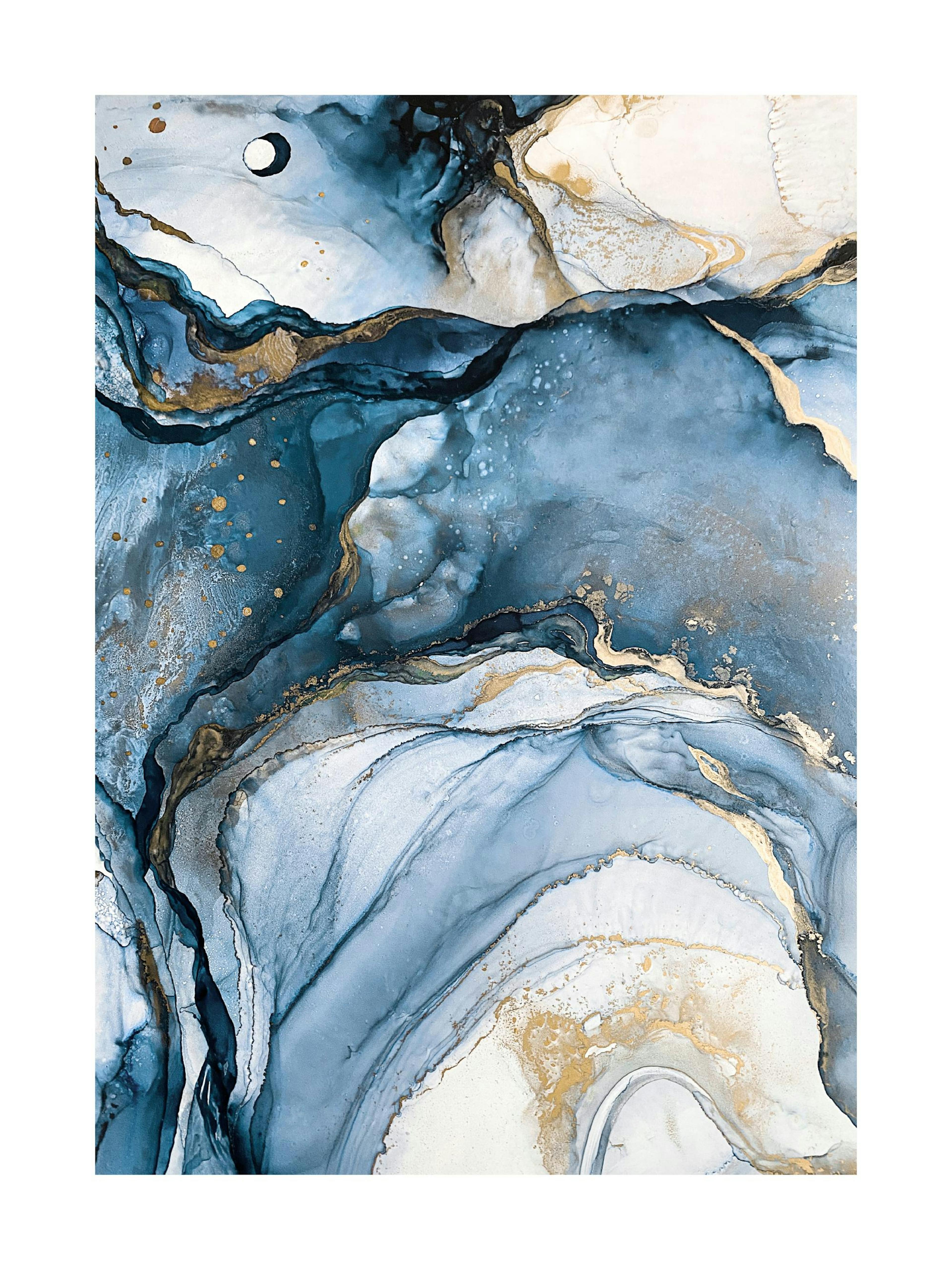 Abstracte Blauwe Aquarel Nr 2 Poster 0