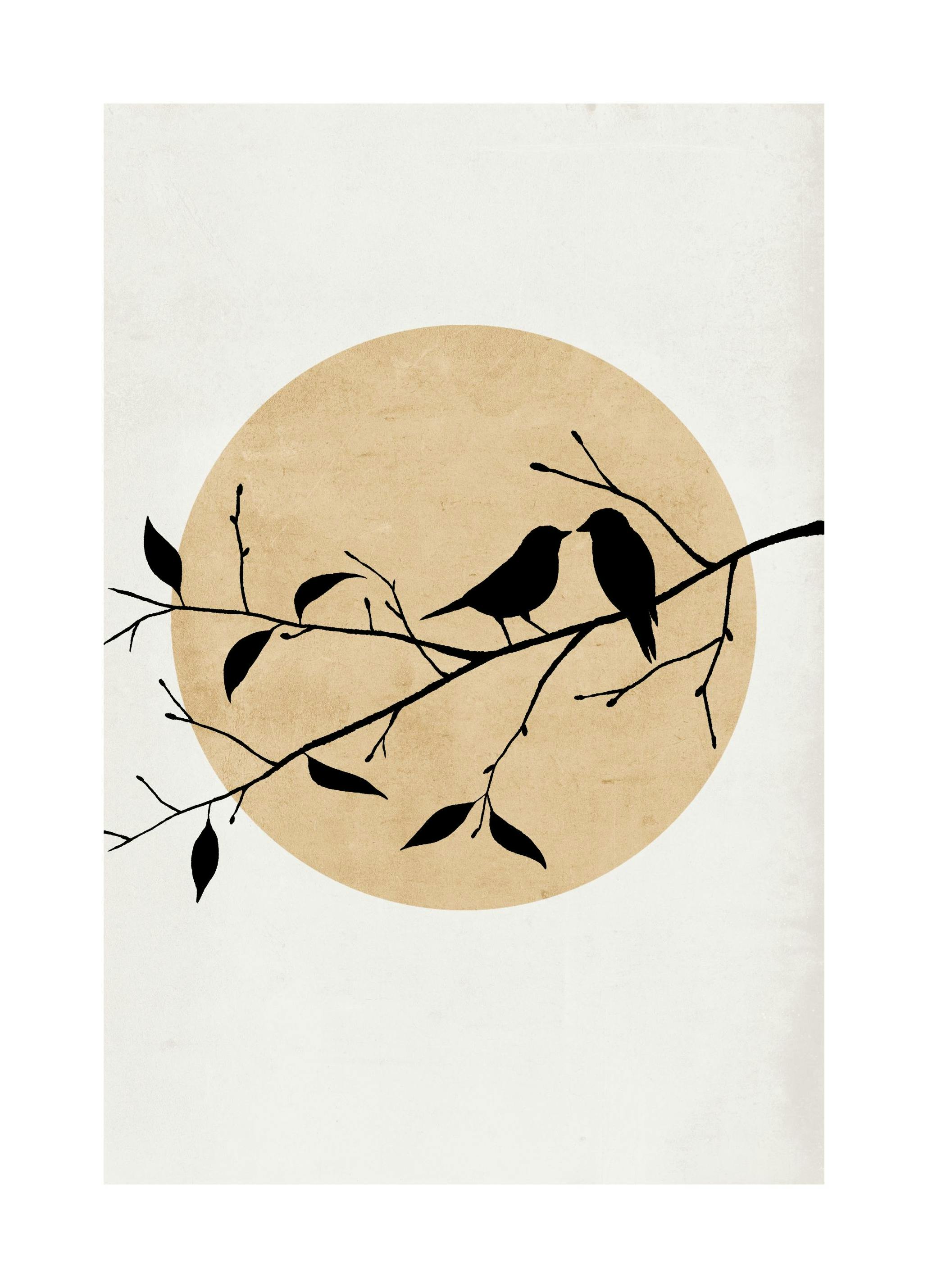 Gouden Vogels Silhouet Poster (50x70 cm) - Poster Store