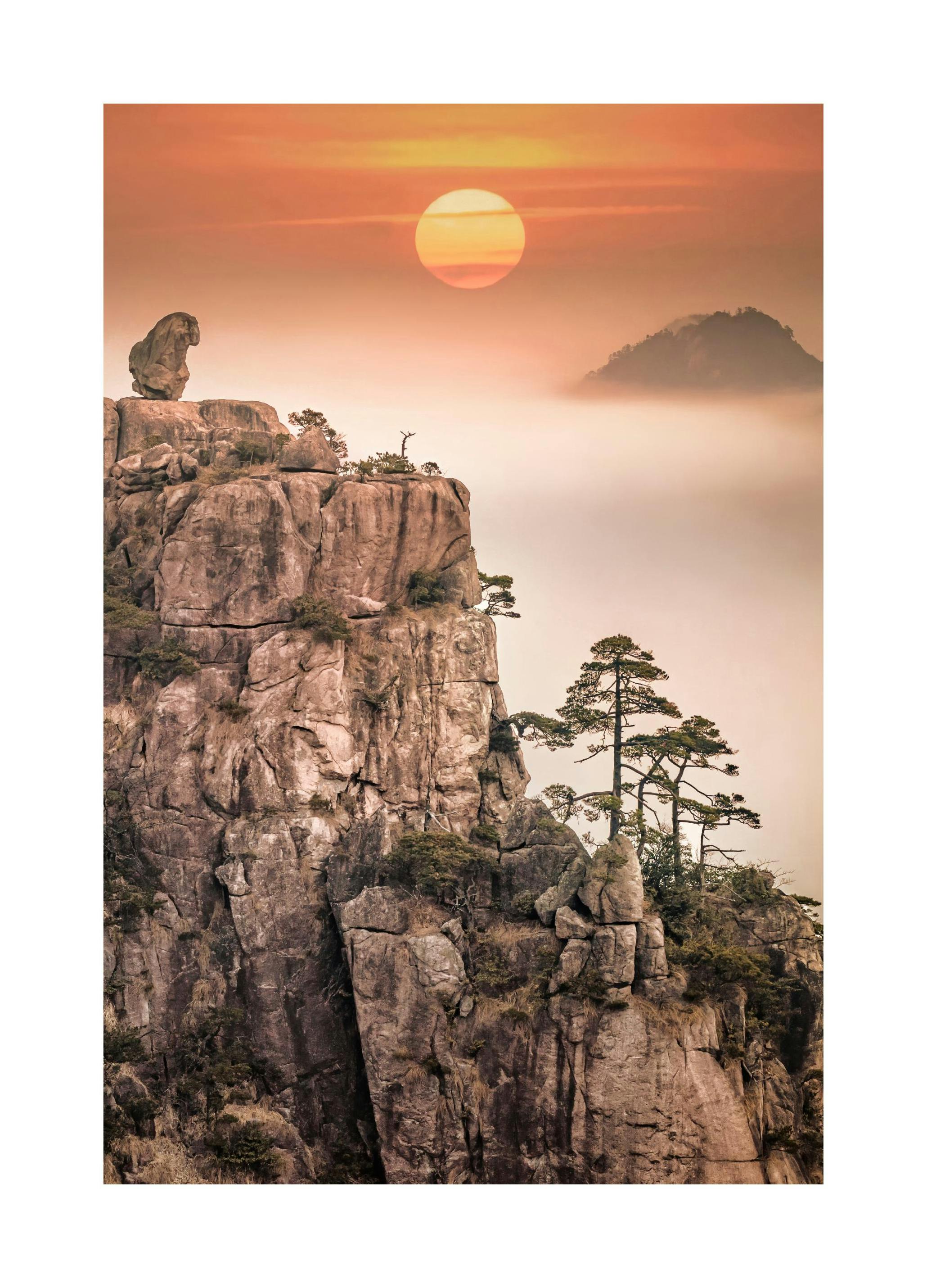 Klif Zonsondergang Poster (50x70 cm) - Poster Store