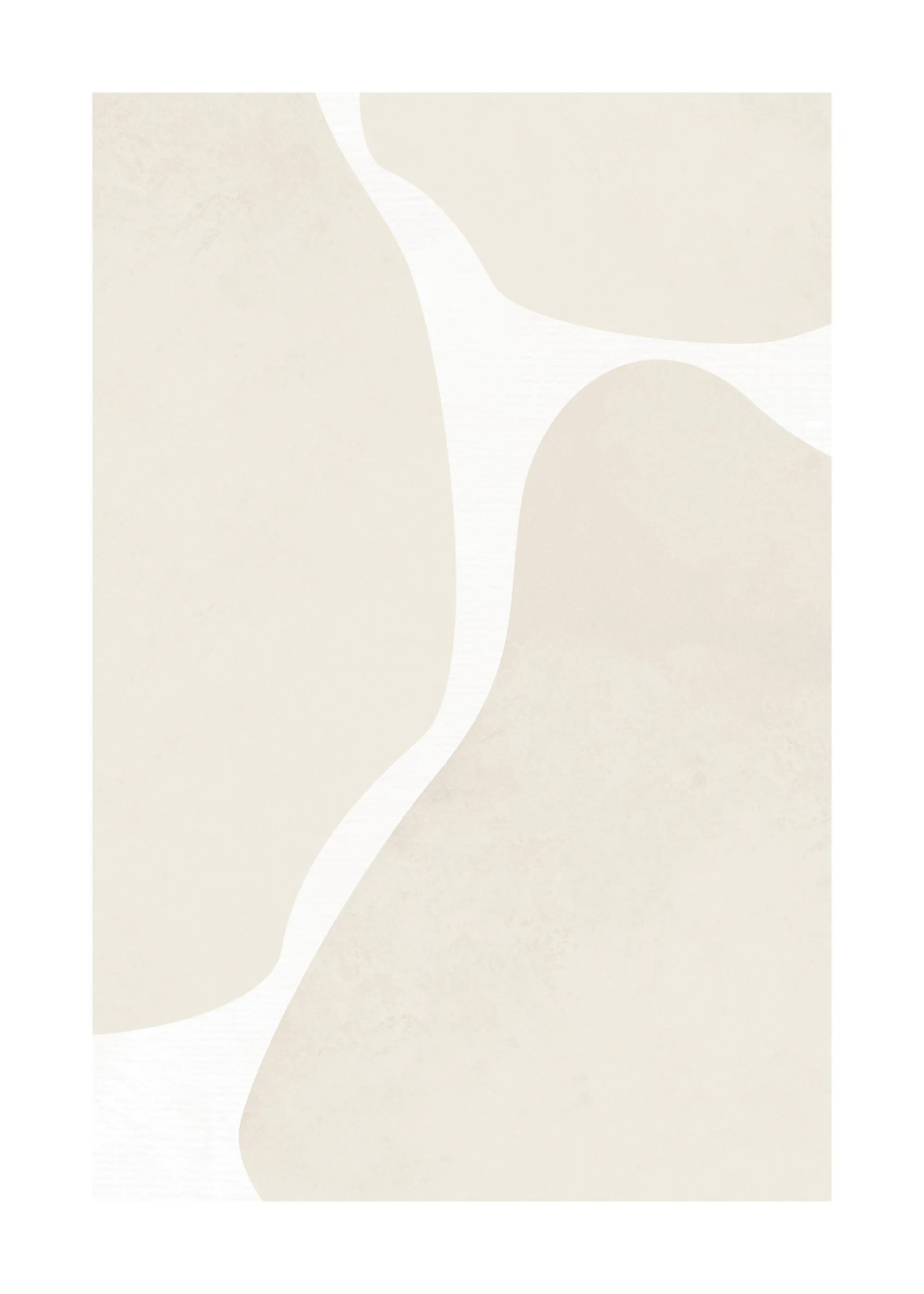 베이지색 유기적인 형태와 흰색 물결선이 있는 미니멀한 추상 poster