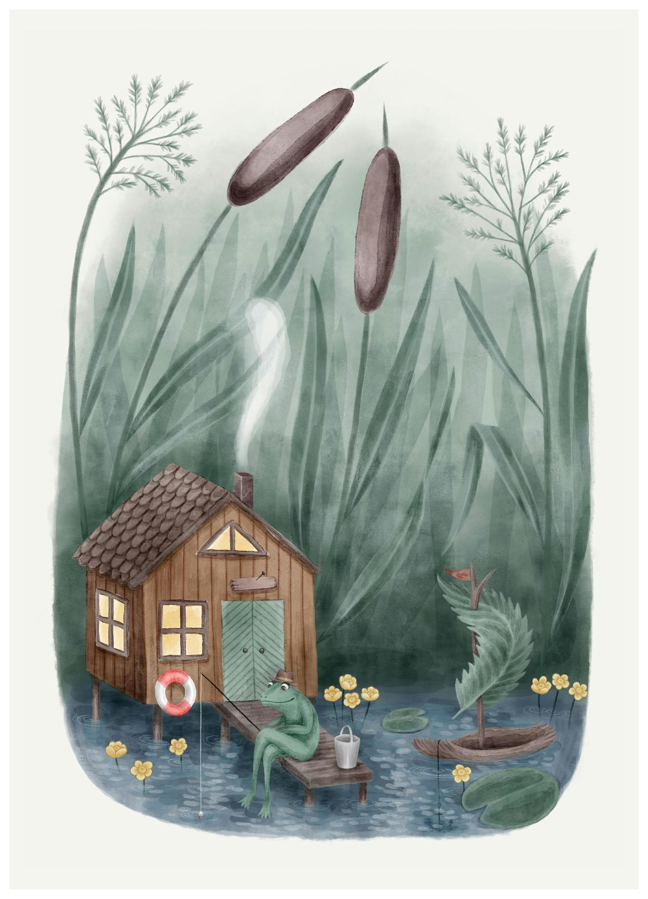 Vissende Kikker Poster (30x40 cm) - Poster Store