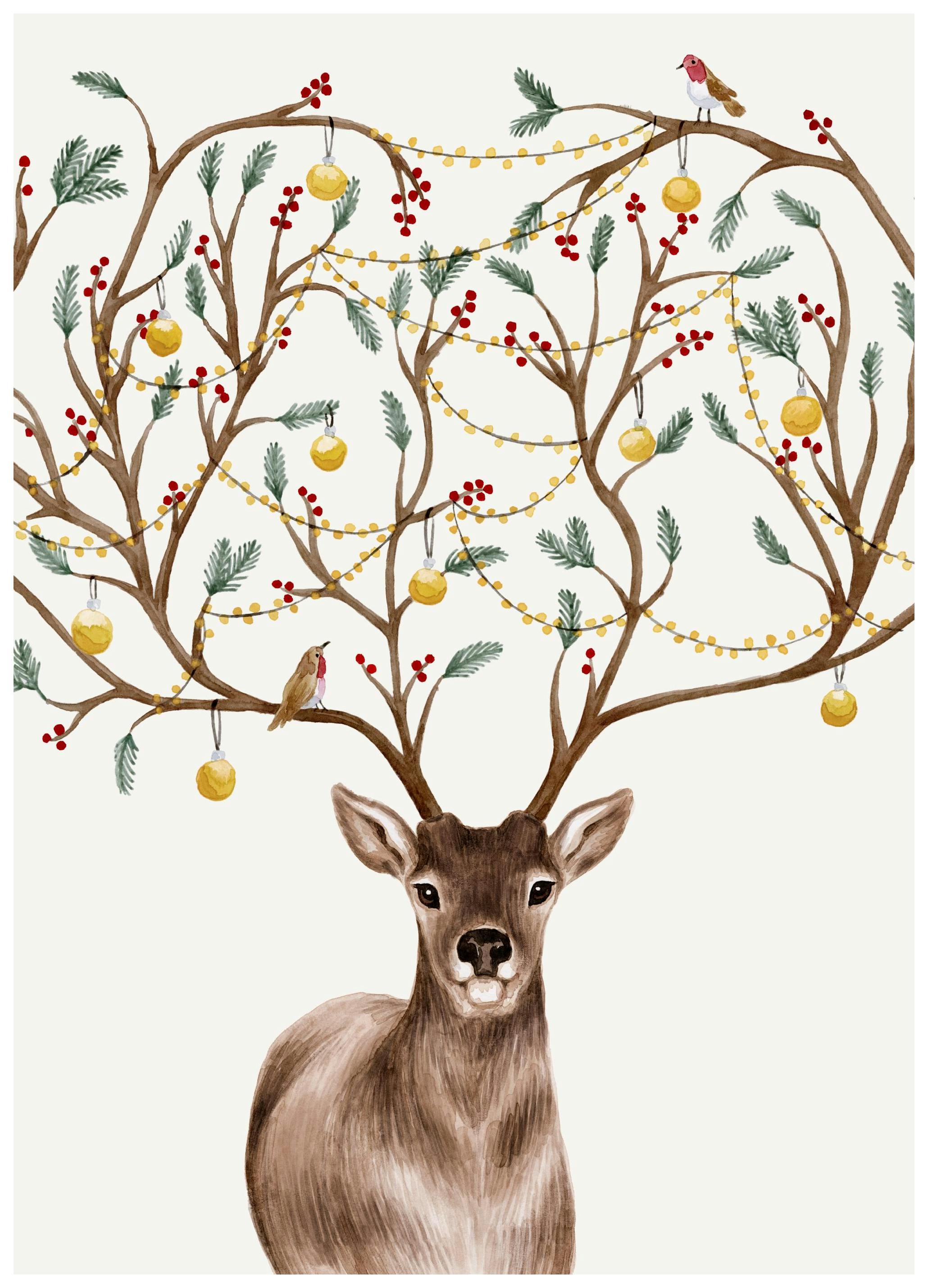 Prints Decorated Deer Poster (50x70 cm) - Poster Store