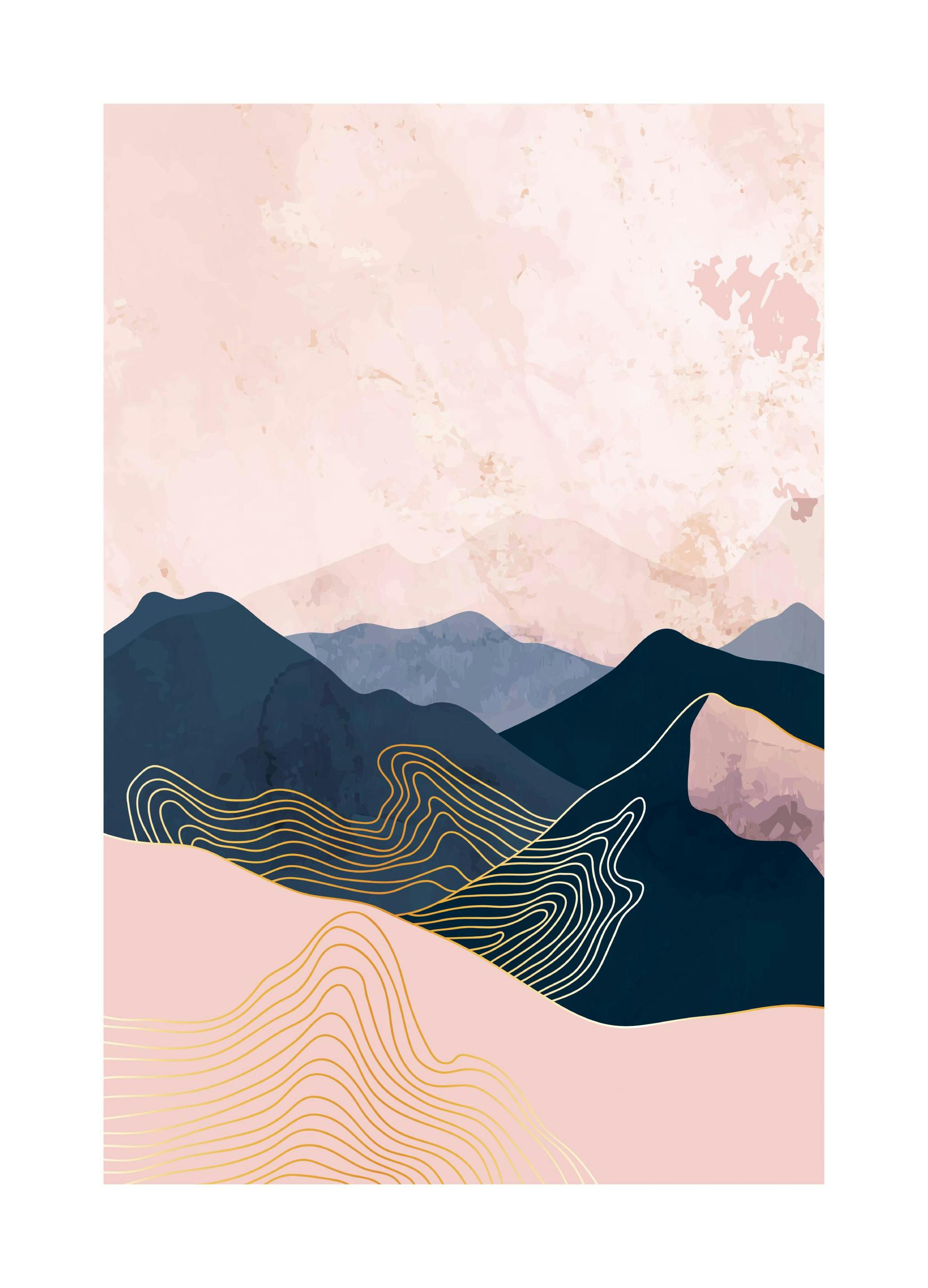 Prints Navy Mountains Poster (21x30 cm) - Poster Store
