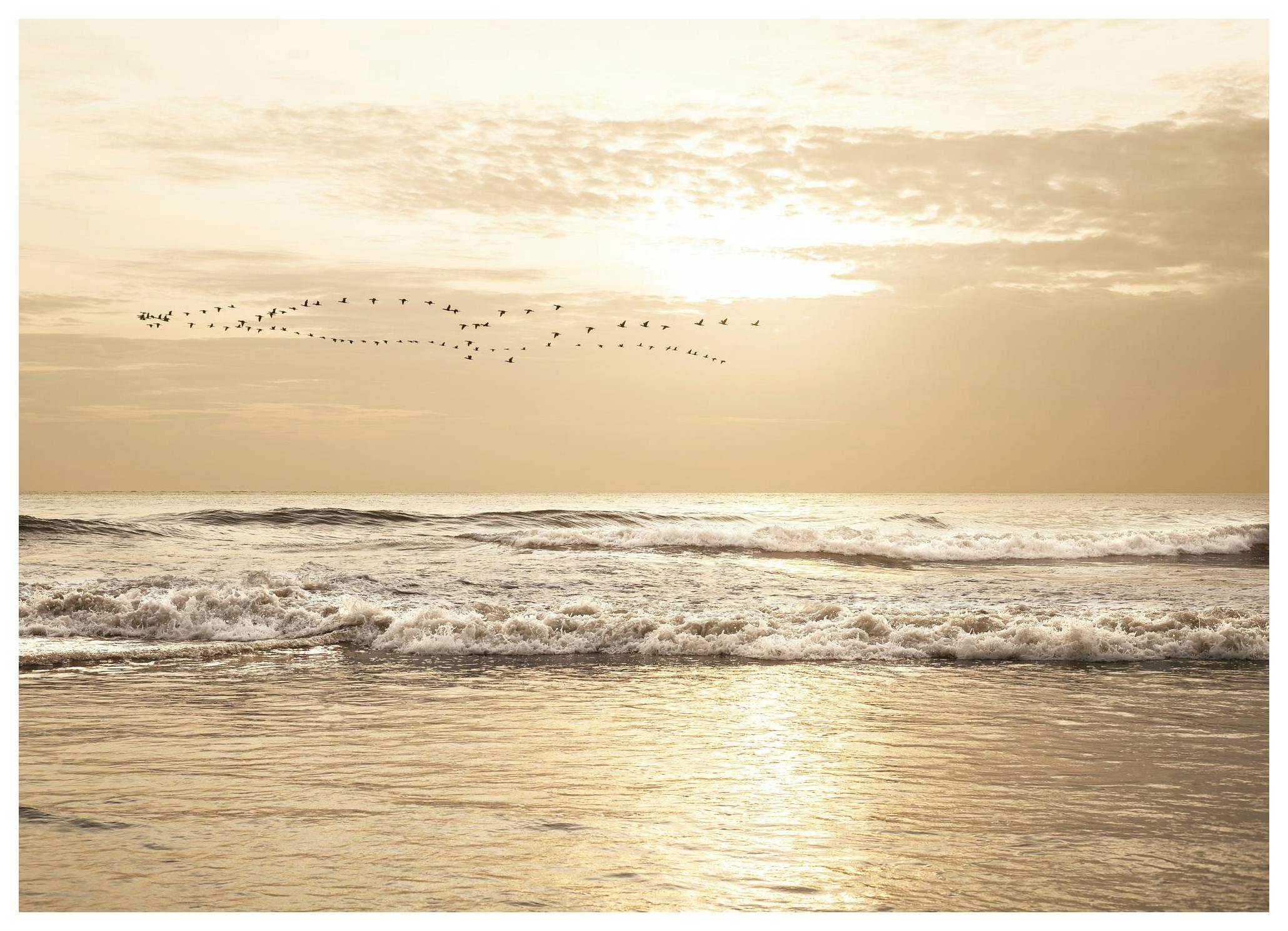 Océan Soleil Couchant Doré Poster (21x30 cm) - Poster Store