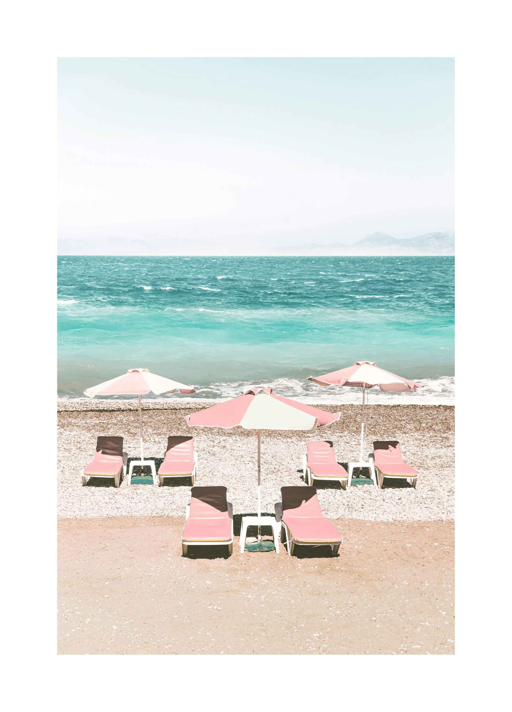 Parasols de Plage Rose Poster - Poster Store