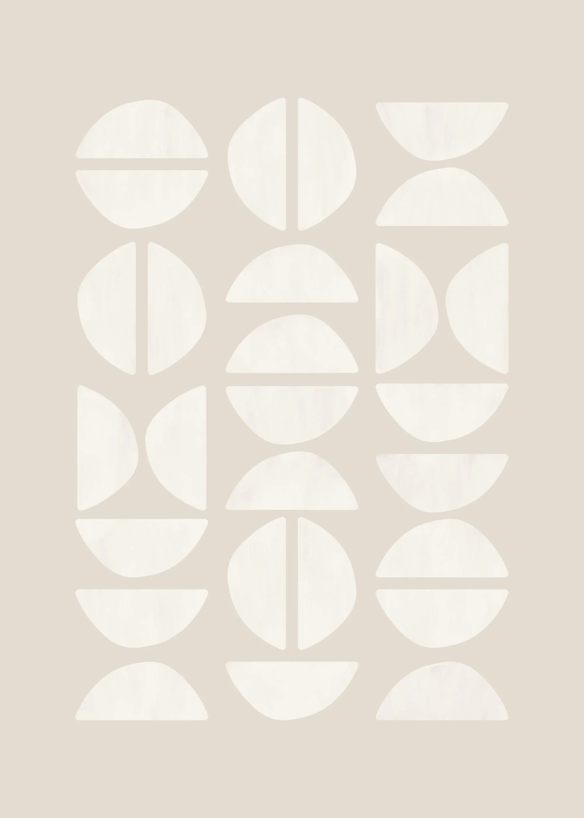 베이지색 배경에 크림색 반원과 아치형 도형들이 반복되는 미니멀한 패턴 포스터.
