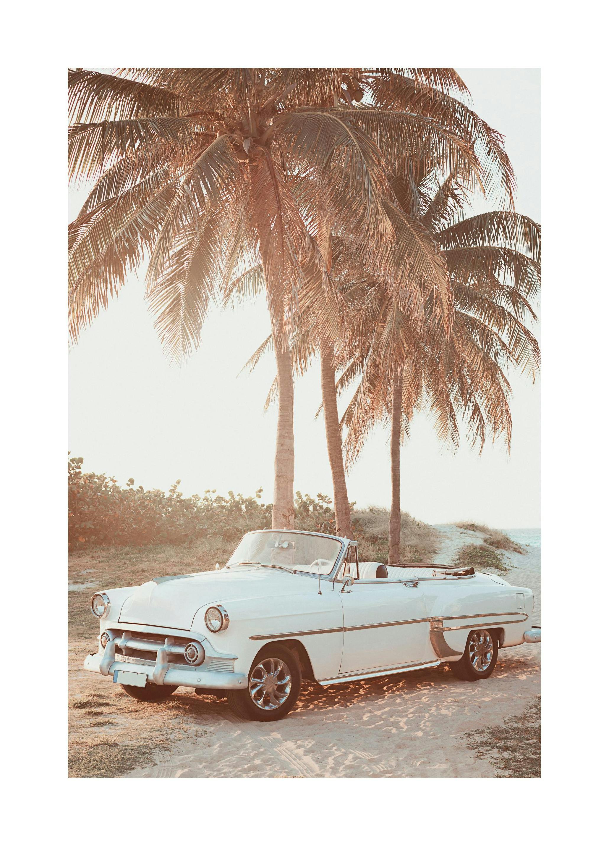 Retro bil på stranden Plakat (30x40 cm) - Poster Store