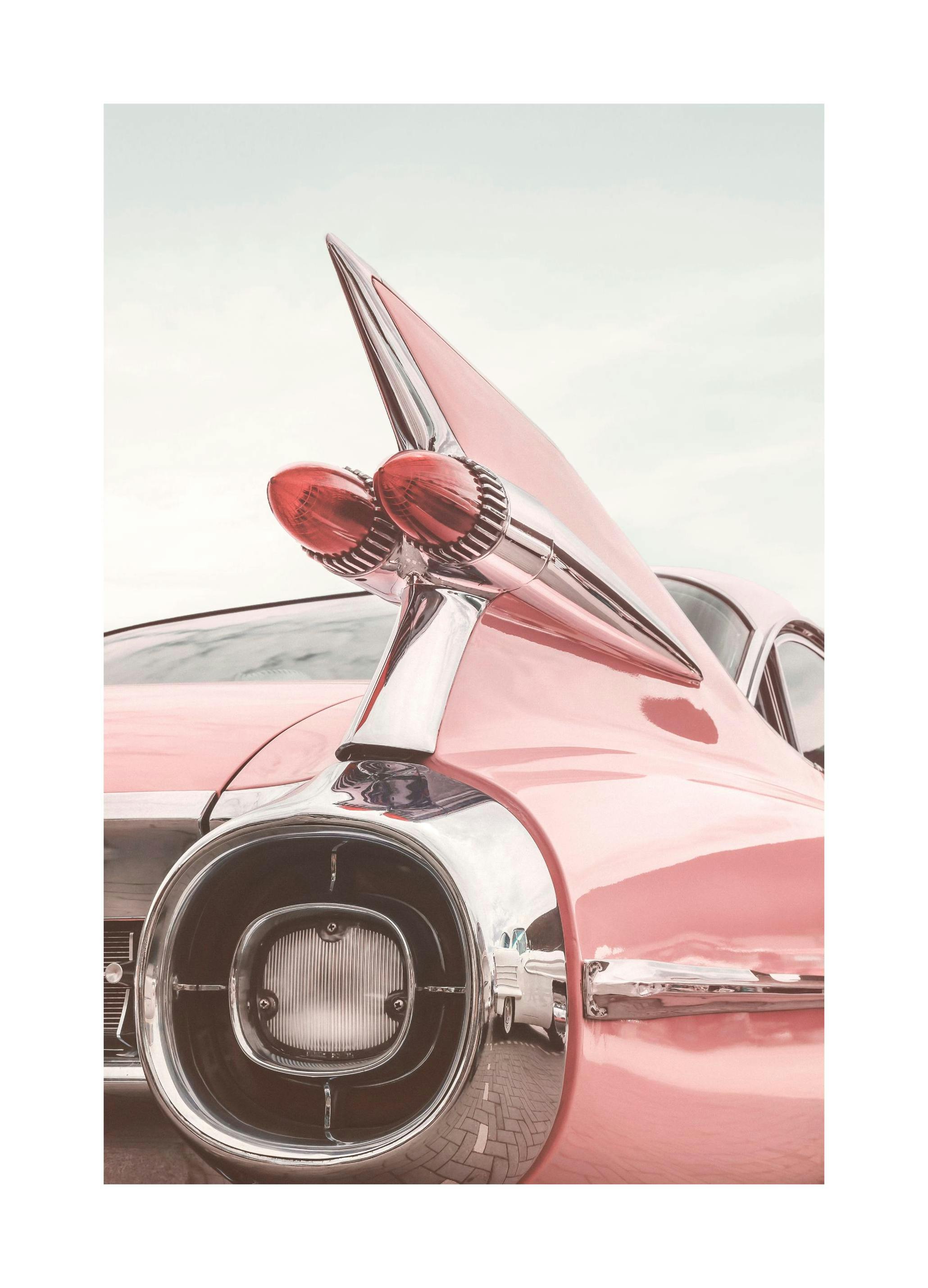 Retro Pink Car Poster (50x70 cm) - Poster Store