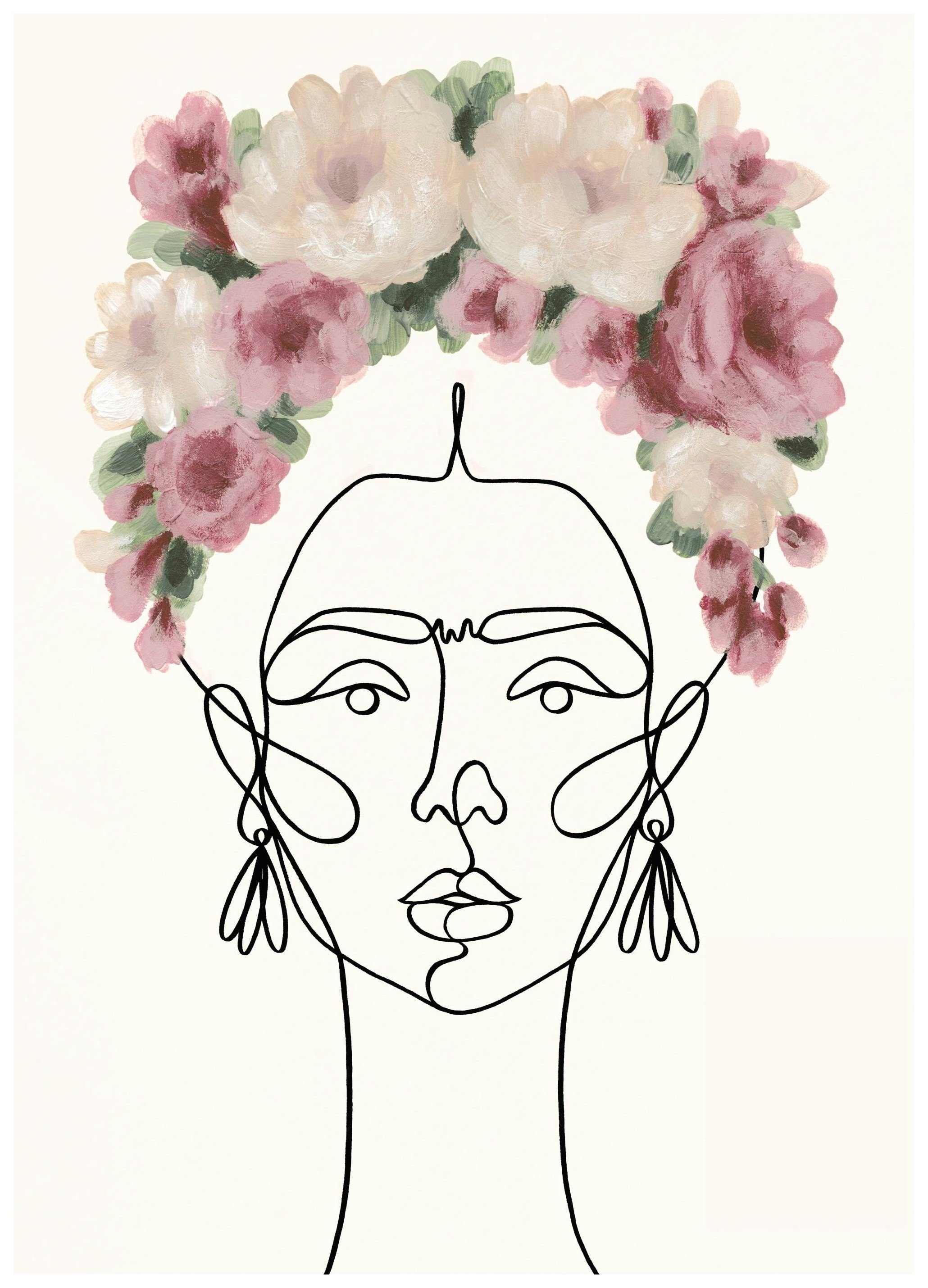 Prints Floral Frida Line Art Poster (21x30 cm) - Poster Store