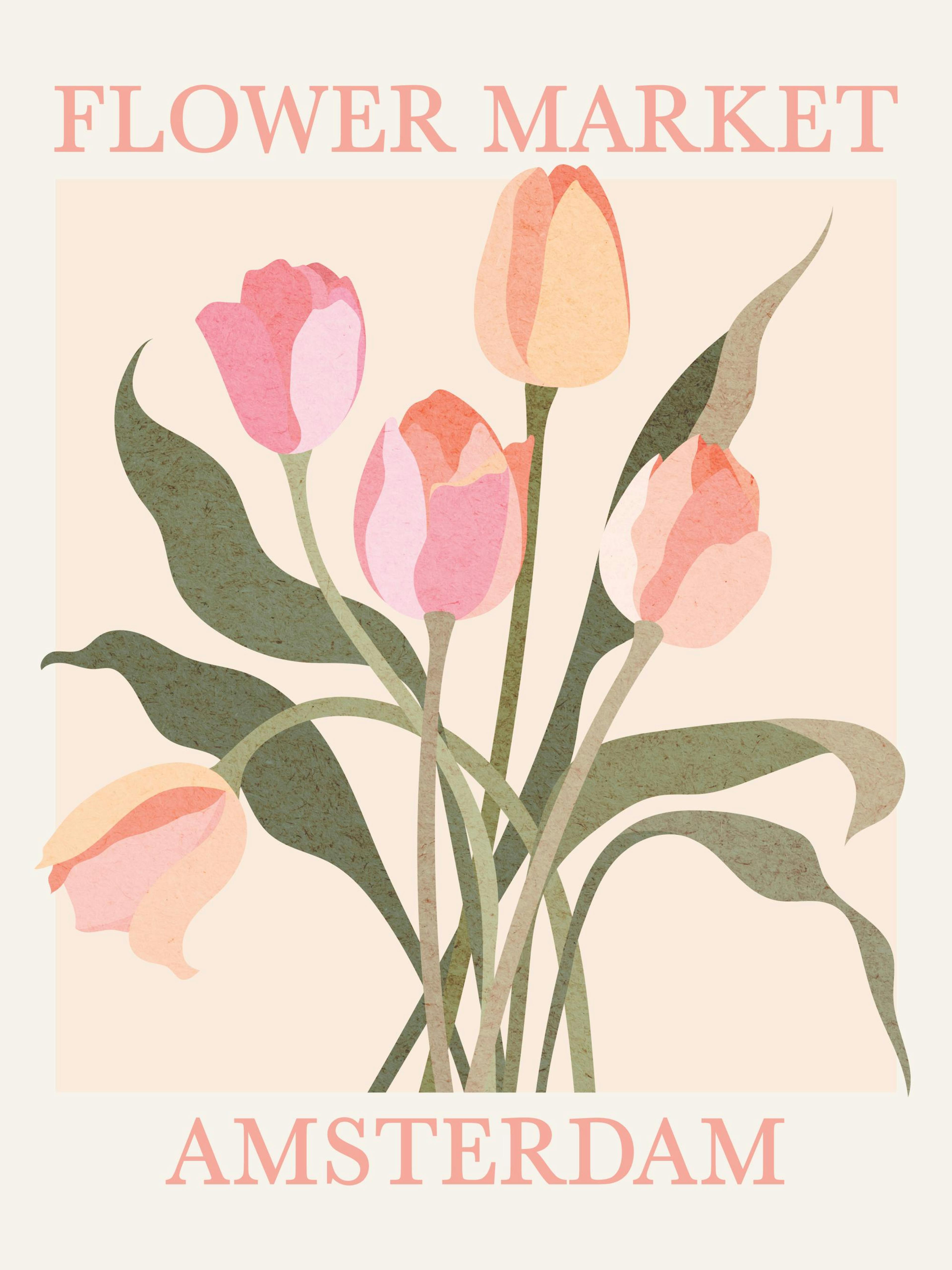 Póster del mercado de las flores de Ámsterdam 0
