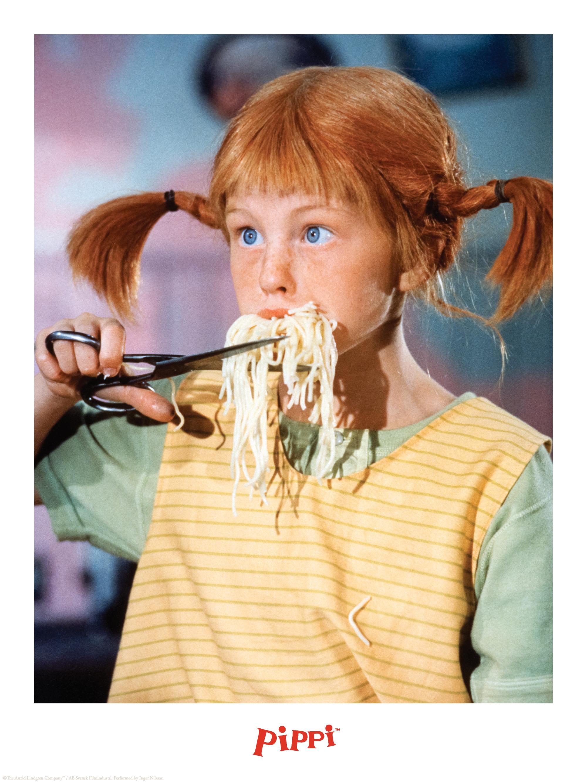 ピッピがスパゲッティを食べるレトロ写真ポスター | Poster Store JP