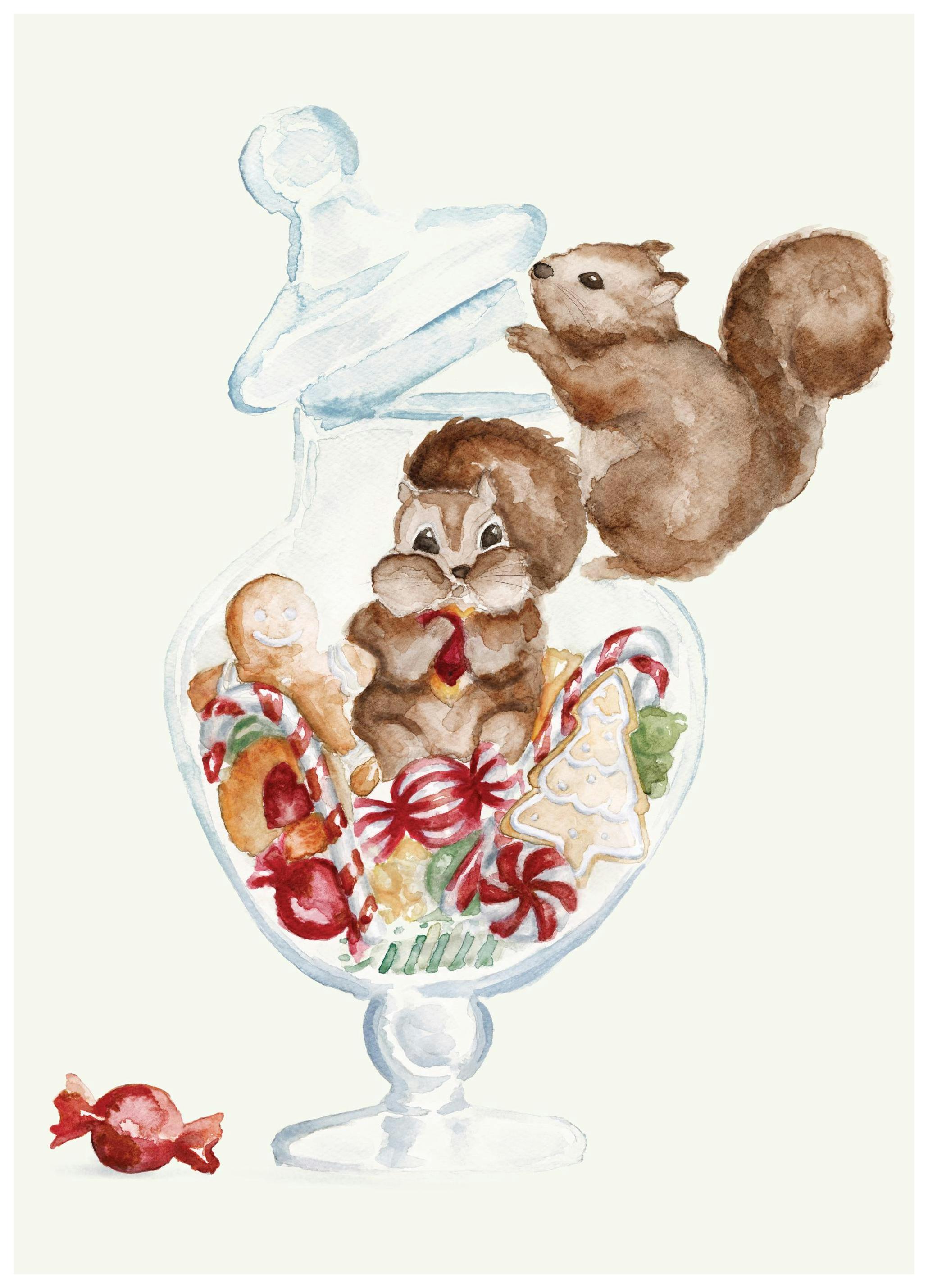 Eekhoorns Eten Snoep Poster (50x70 cm) - Poster Store