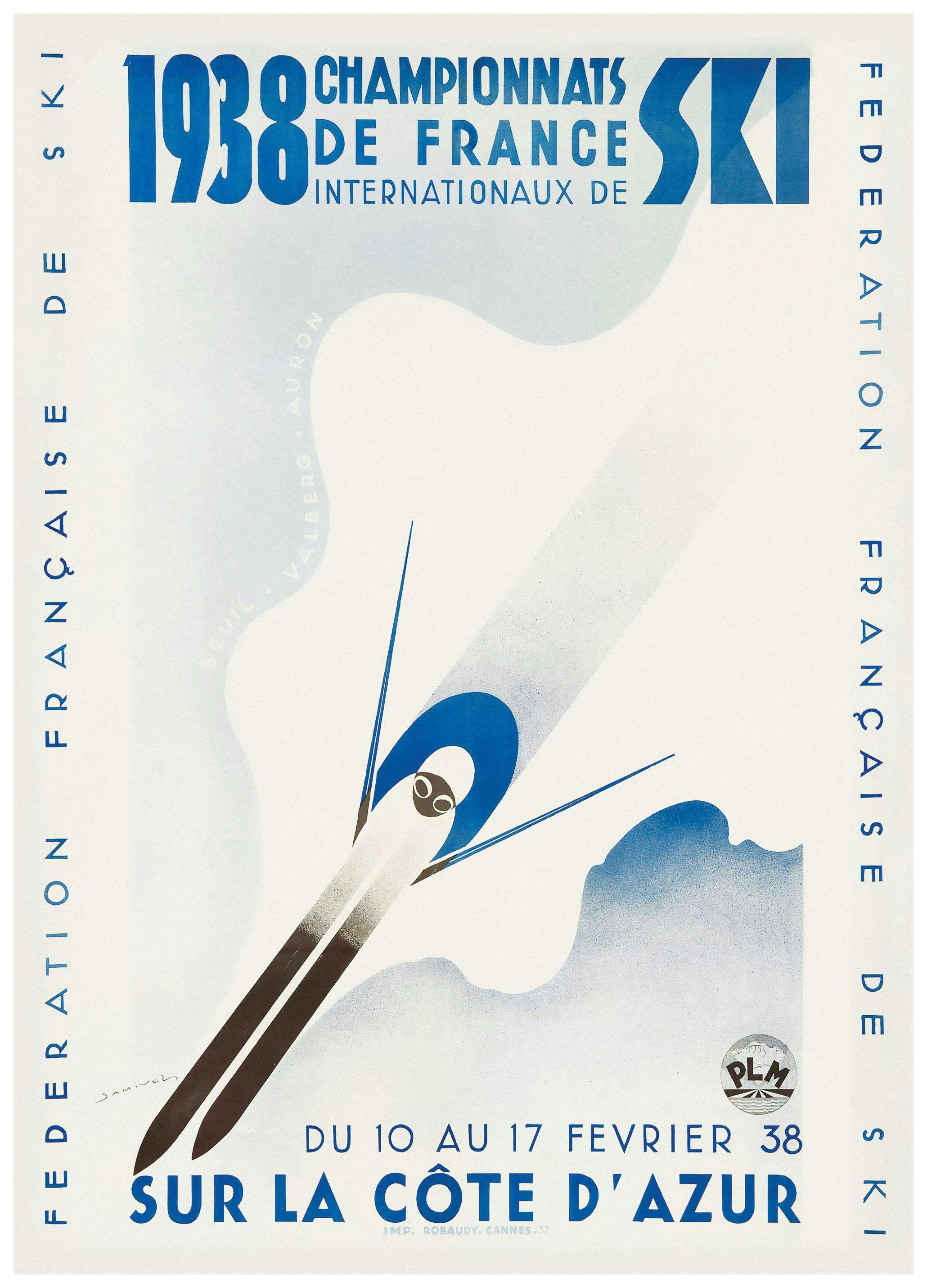 Wintersport in Frankrijk Vintage Poster (30x40 cm) - Poster Store