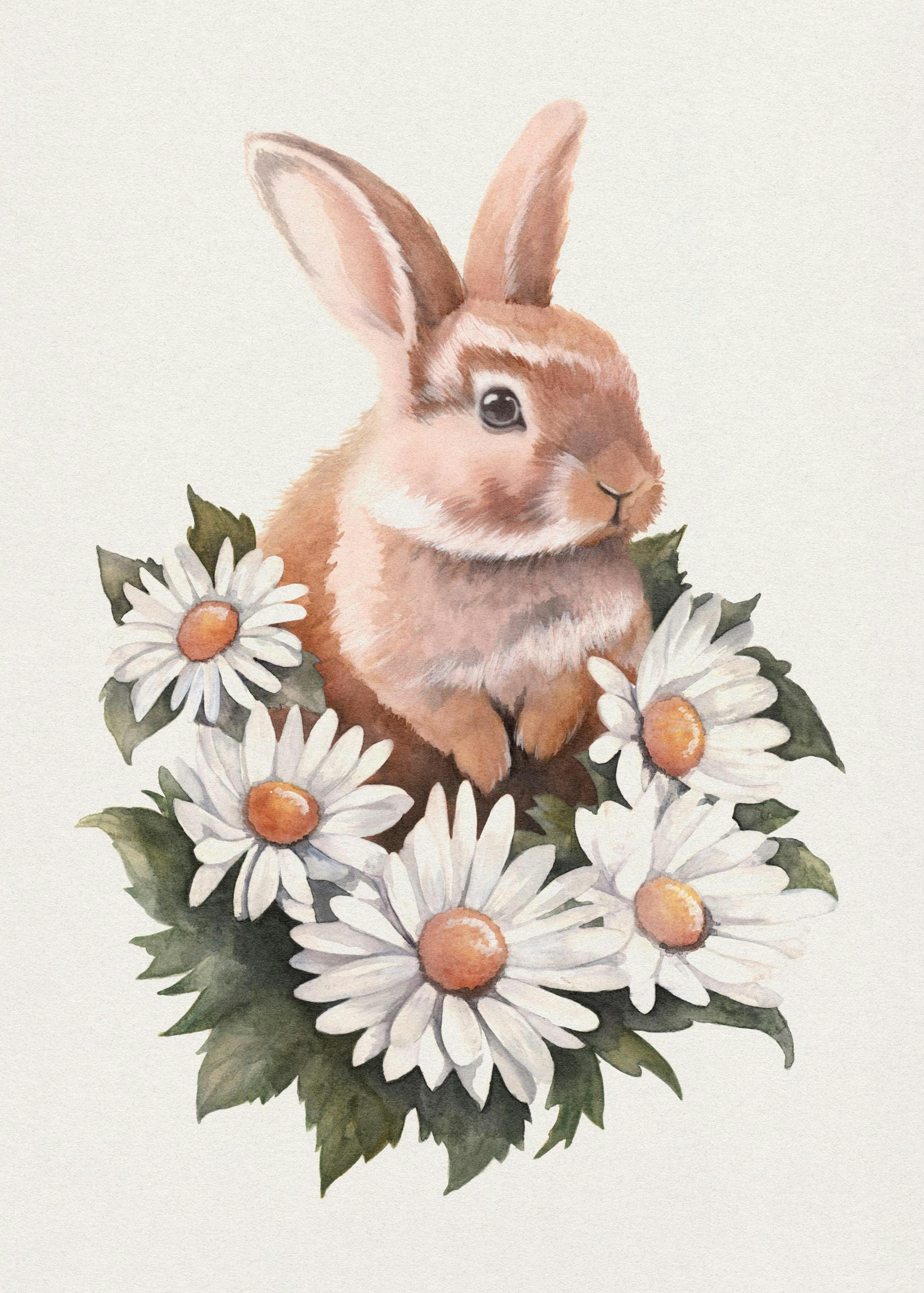 Bunny in Daisies Poster 0