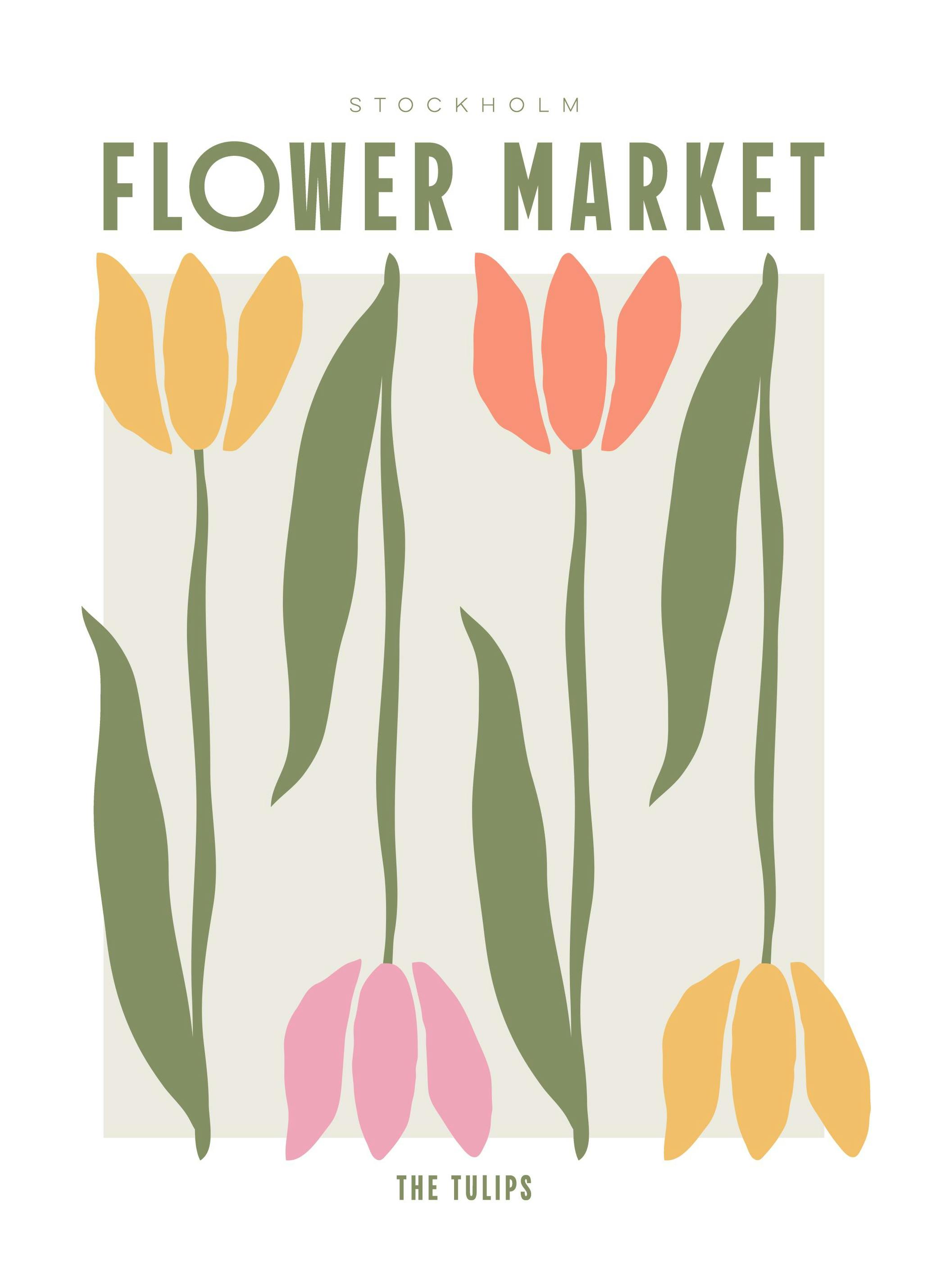 Bloemenmarkt - De Tulpen Poster (30x40 cm) - Poster Store