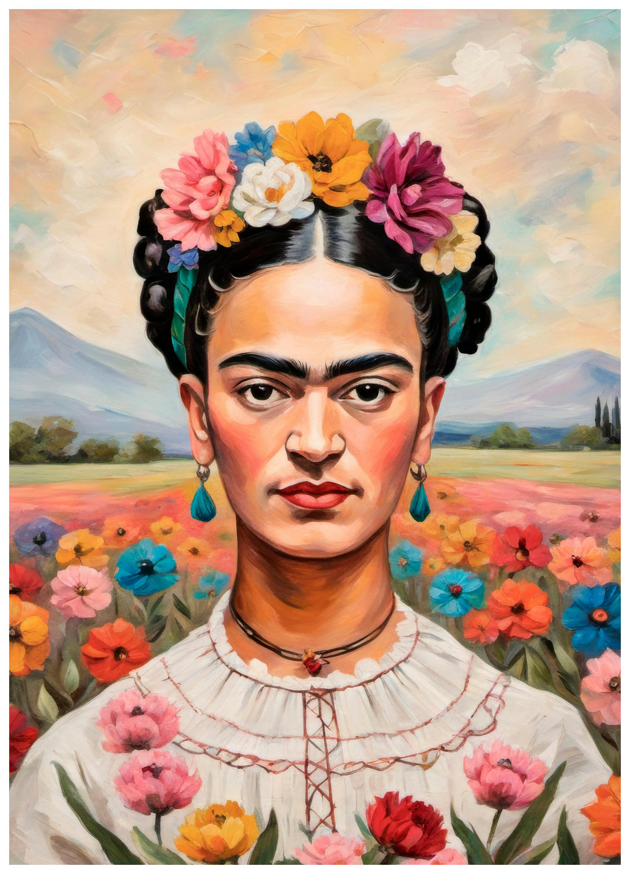 Frida Kahlo w Polu Kwiatów Plakat (30x40 cm) - Poster Store
