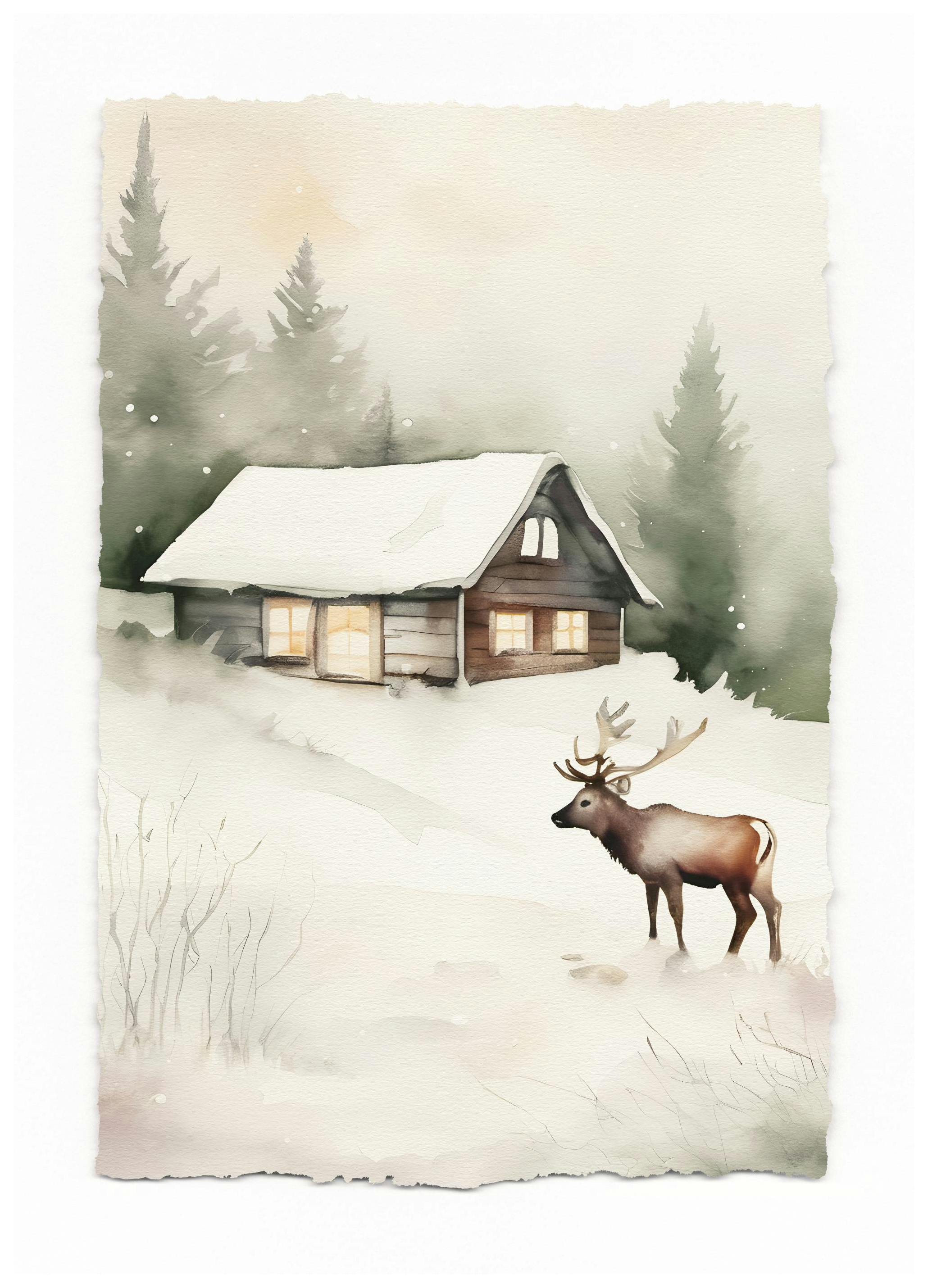 Cozy Winter Cabin Poster (50x70 cm) - Poster Store