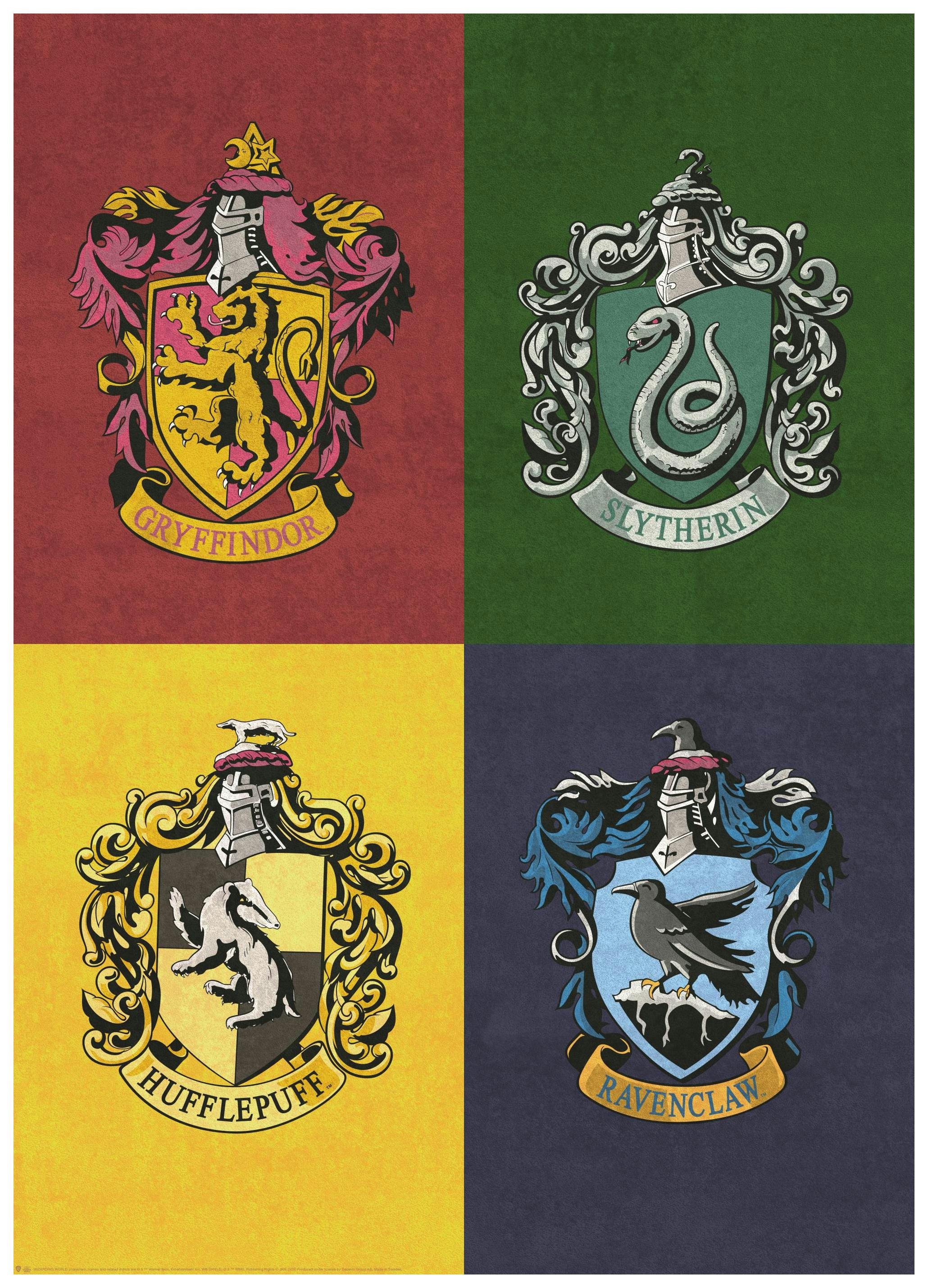 Harry Potter™ - House Crests Poszter (30x40 cm) - Poster Store
