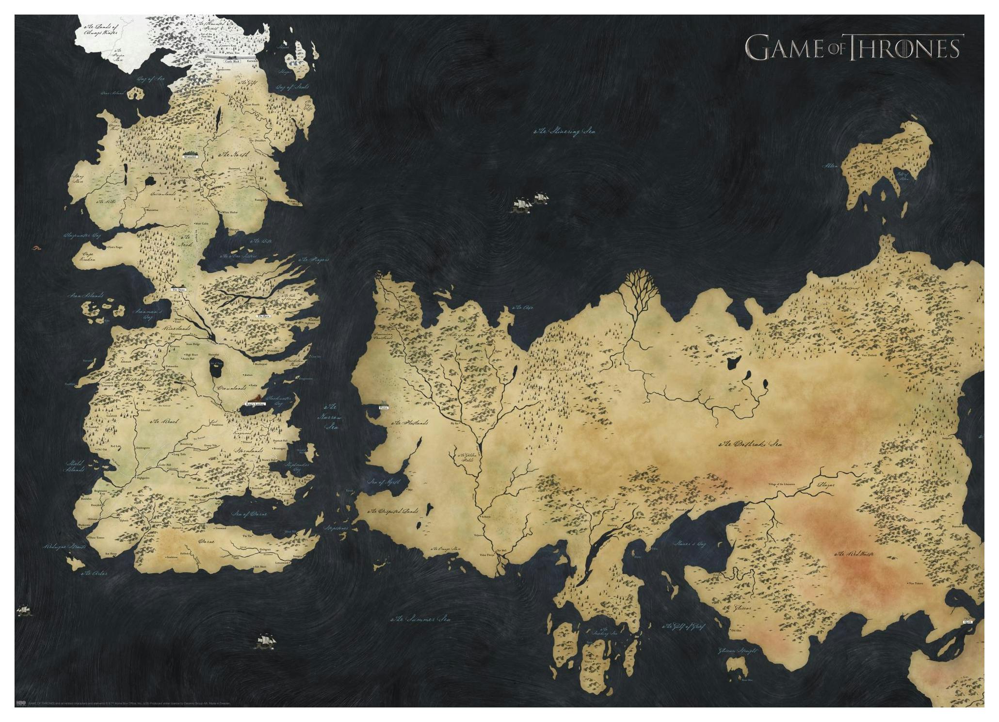 Game of Thrones™ - Westeros Map Poster (30x40 cm) - Poster Store