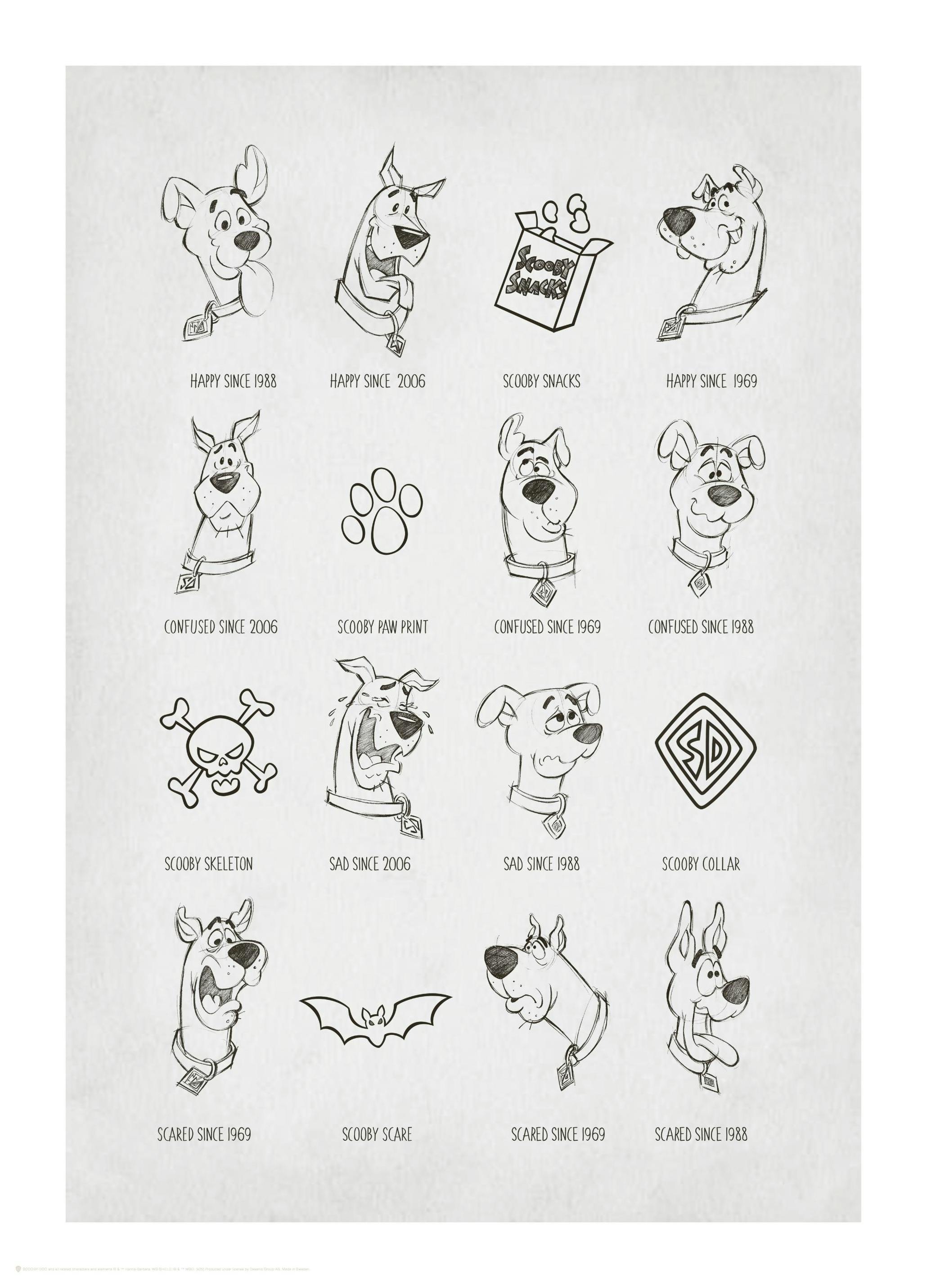 Scooby-Doo™ Sketch History Poster (30x40 cm) - Poster Store