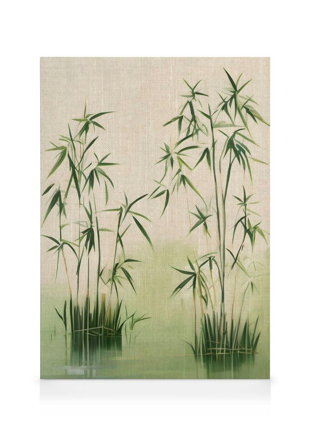 Bamboeplanten Canvas (70x100 cm - Fotolijst Eiken) - Poster Store