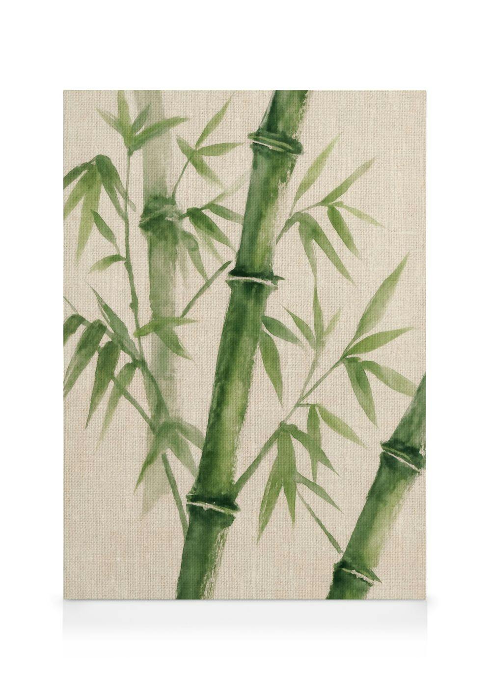 Canvastavlor - Bambu på linne Canvastavla (70 x 100 cm - Svart ram) - Poster Store
