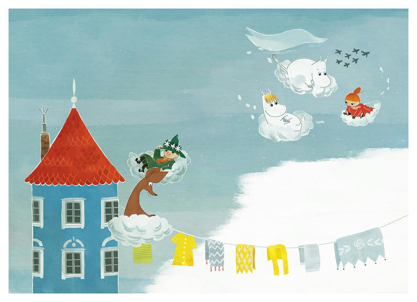 Prints Moomin - Cloud Surfing Poster (50x70 cm) - Poster Store