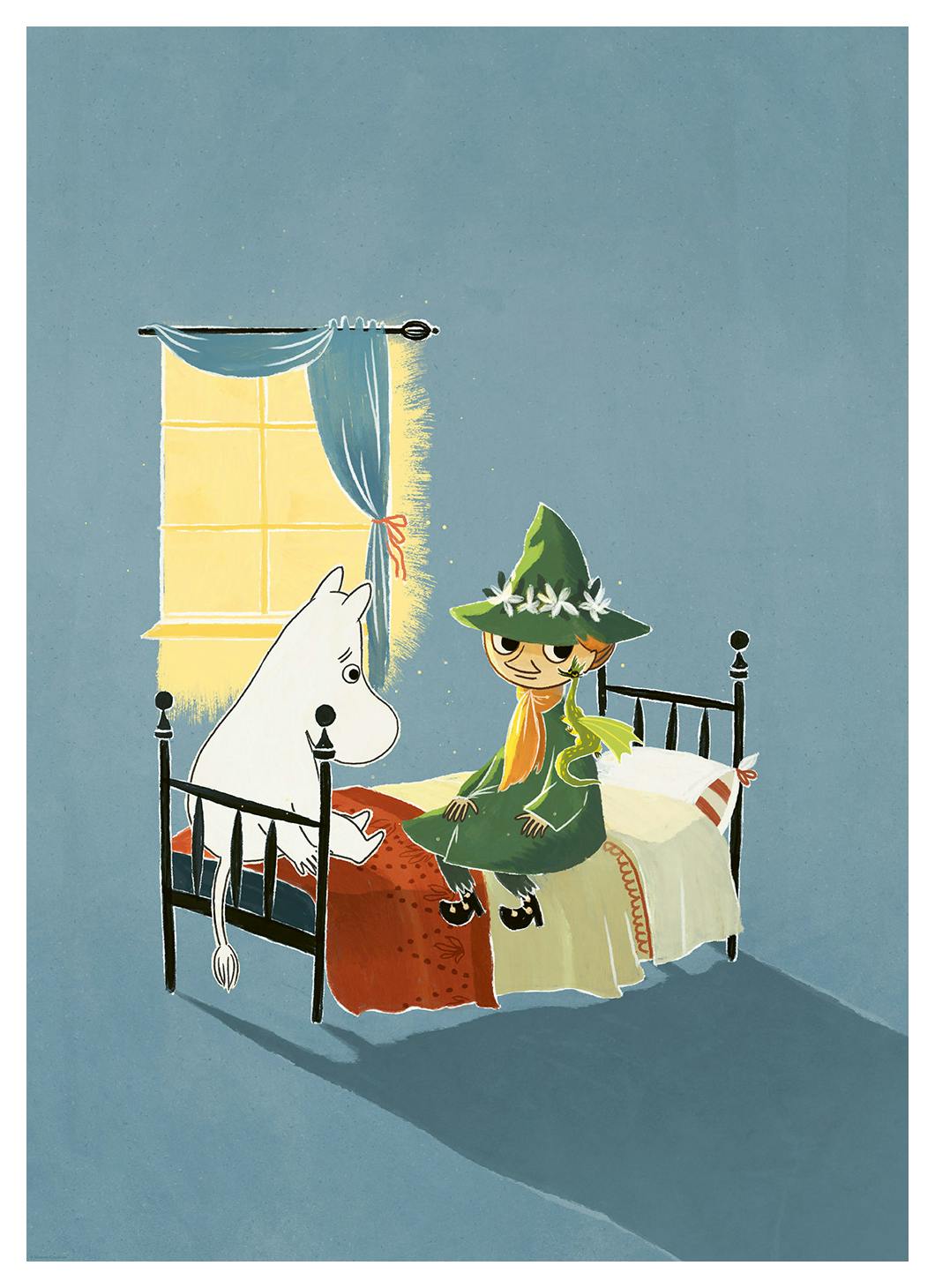 Moomin and Snufkin Bedtime Affiche (50x50 cm) - Poster Store