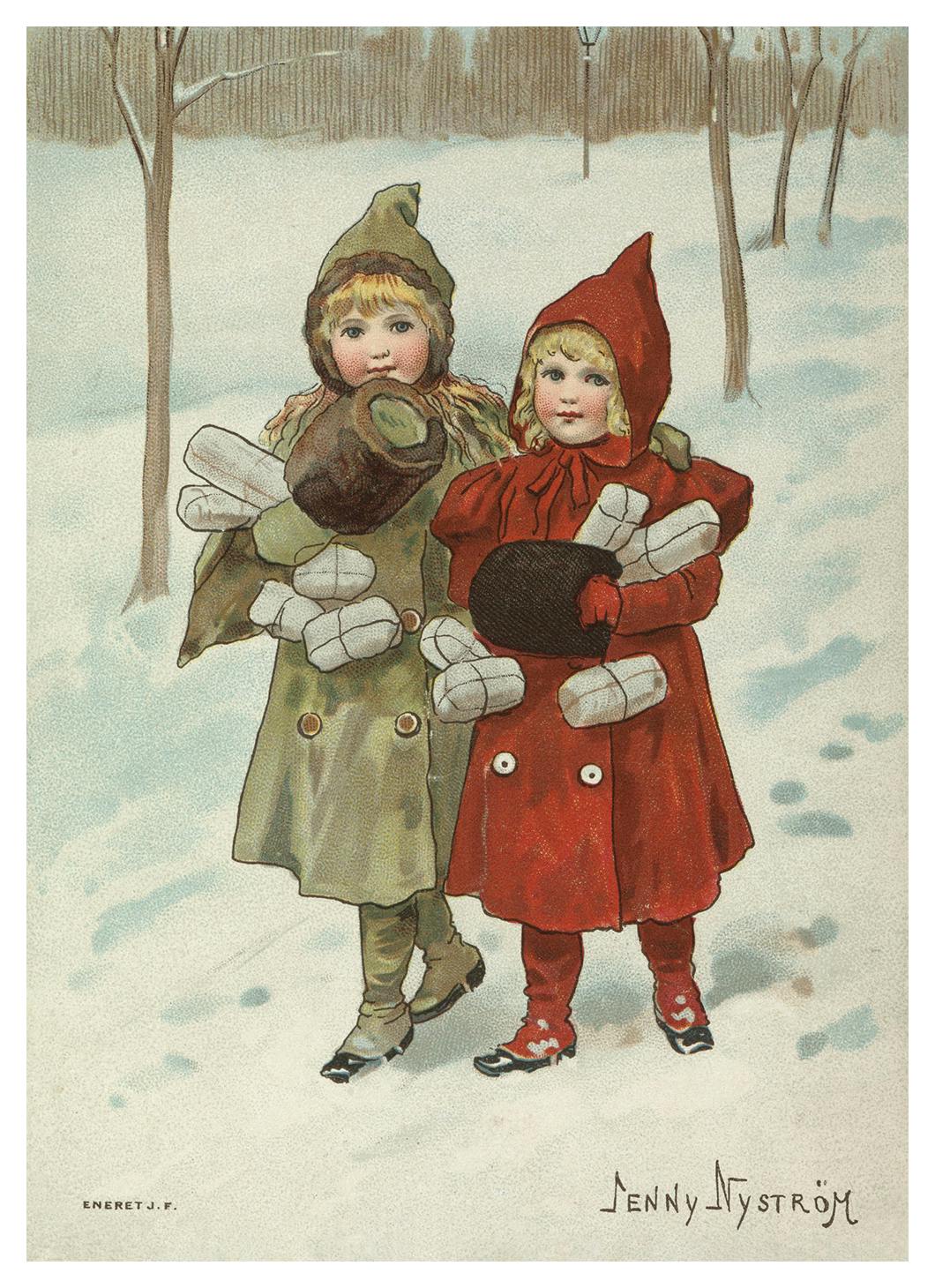 Jenny Nyström - Winter Girls Poster (30x40 cm) - Poster Store