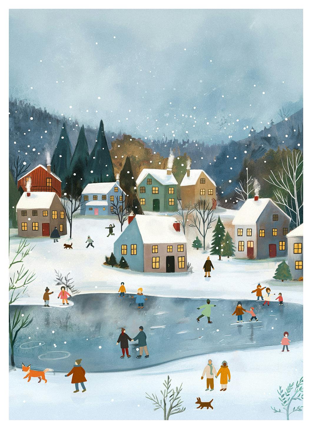 Winter in the Village No1 Poster (30x40 cm) - Poster Store
