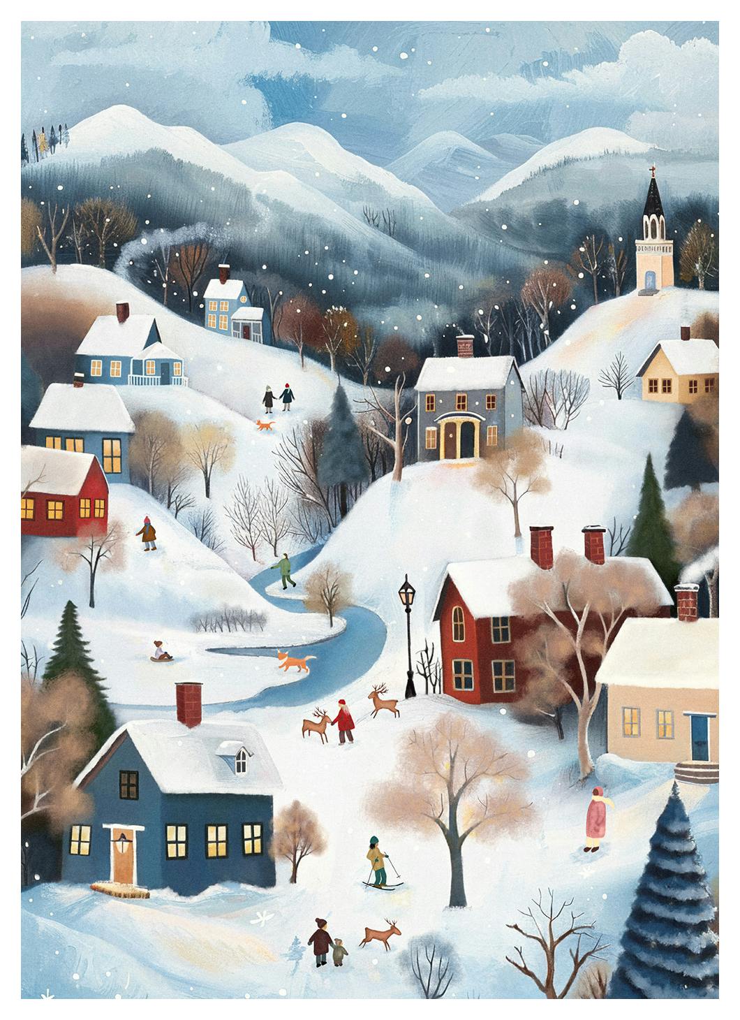 Winter in the Village No2 Poster (70x100 cm) - Poster Store