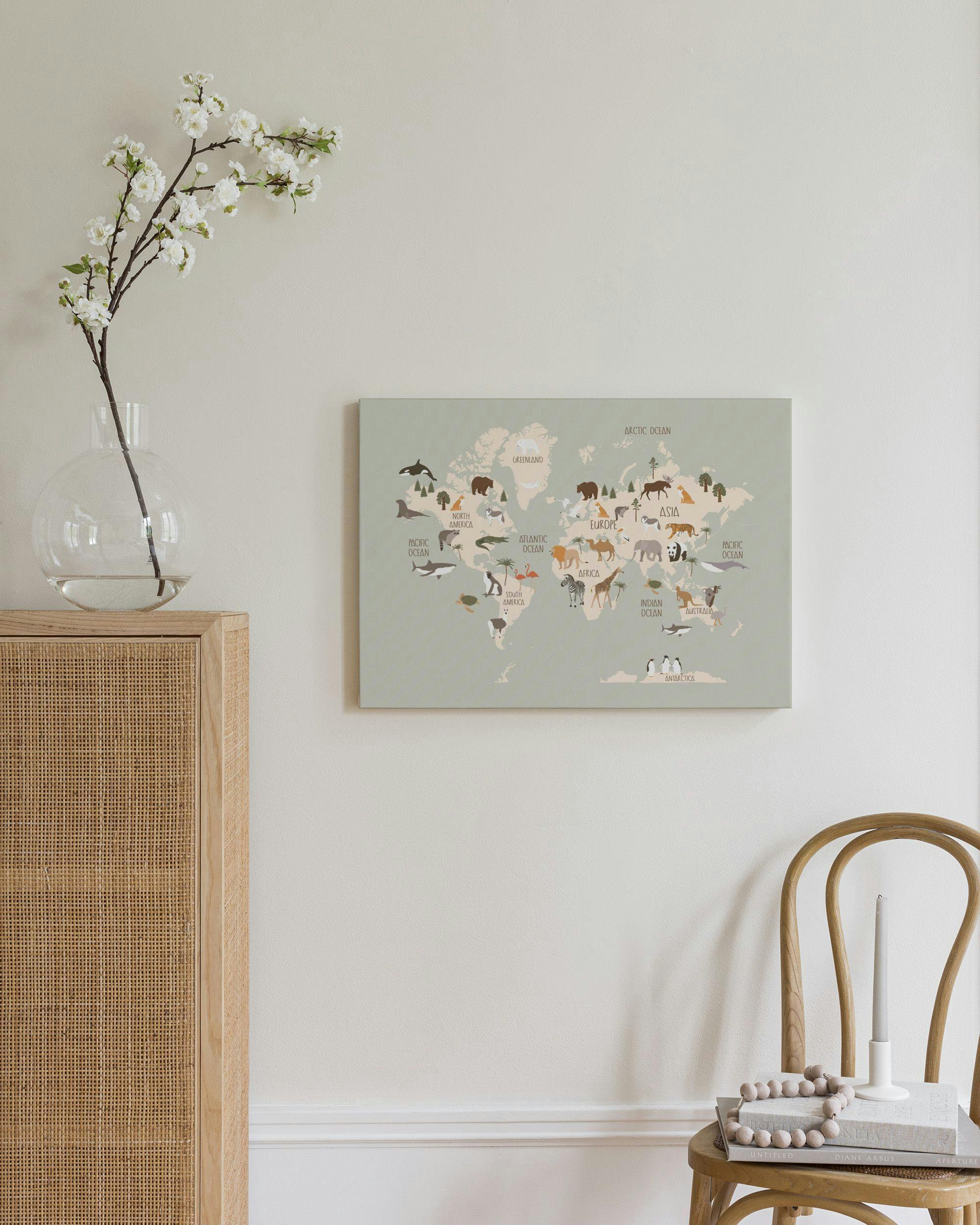 Canvas Prints - Wildlife World Map Canvas print (30x40 cm) - Poster Store