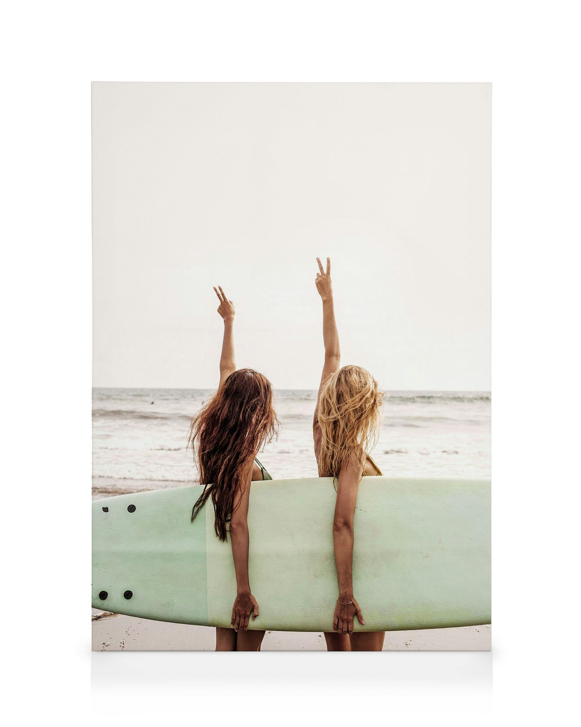 Canvas Prints - Surfer Girls Canvas print (50x70 cm - Black Frame) - Poster Store